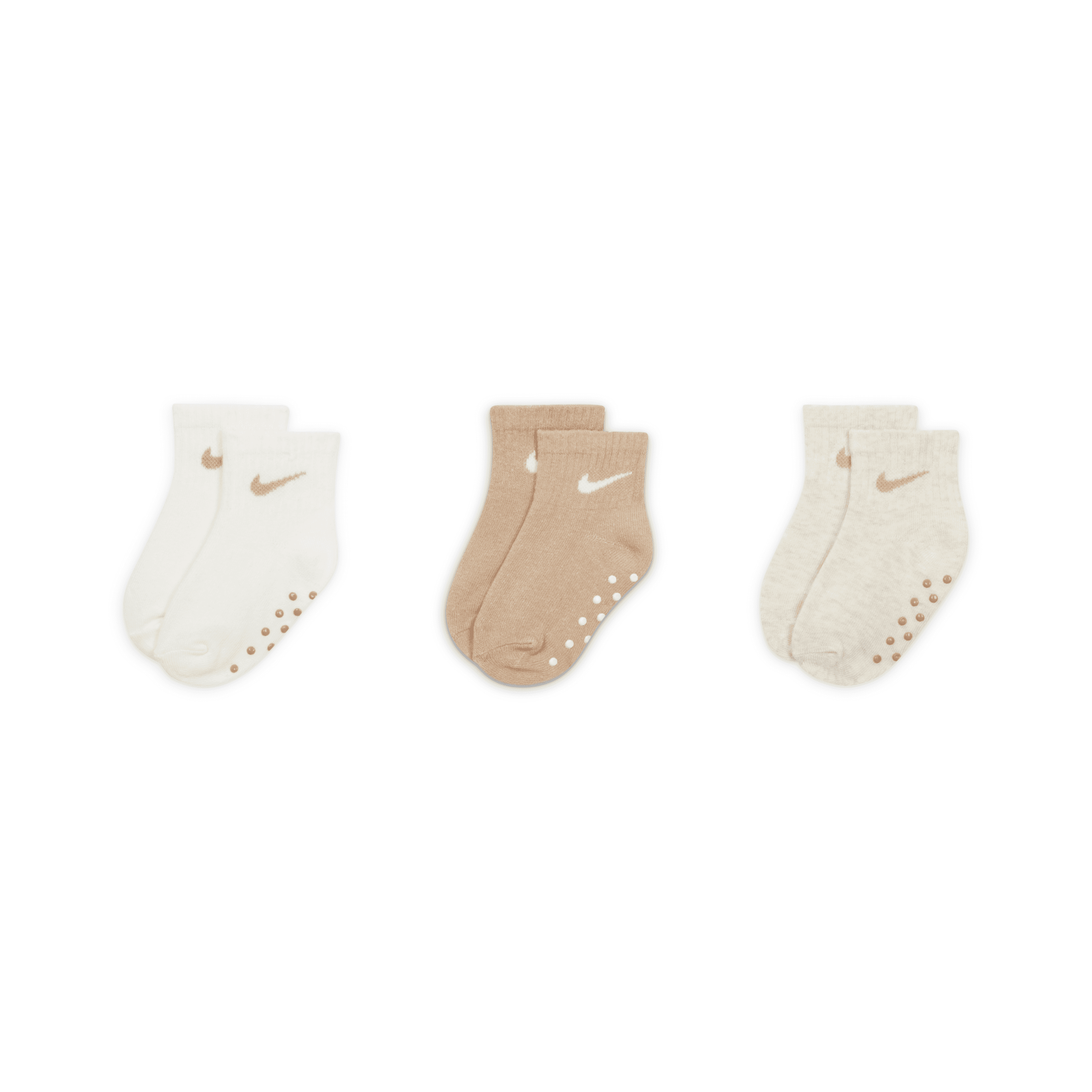 Shop Nike Core Swoosh Baby Gripper Socks Box Set (3 Pairs) In White