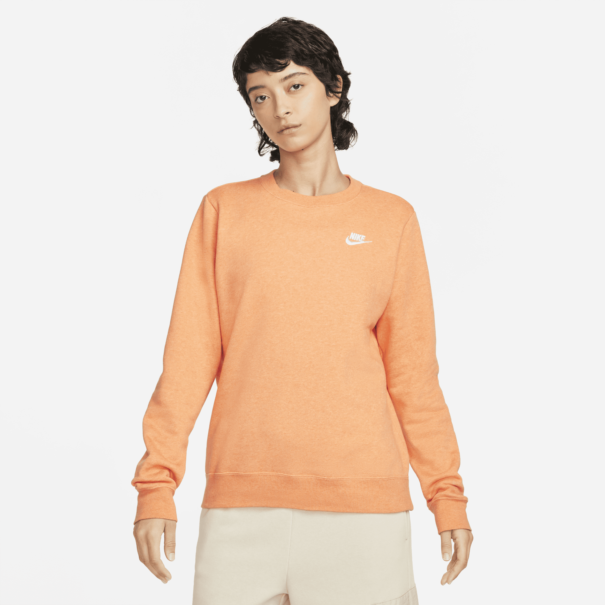 Nike Women's  Sportswear Club Fleece Crew-neck Sweatshirt In Orange