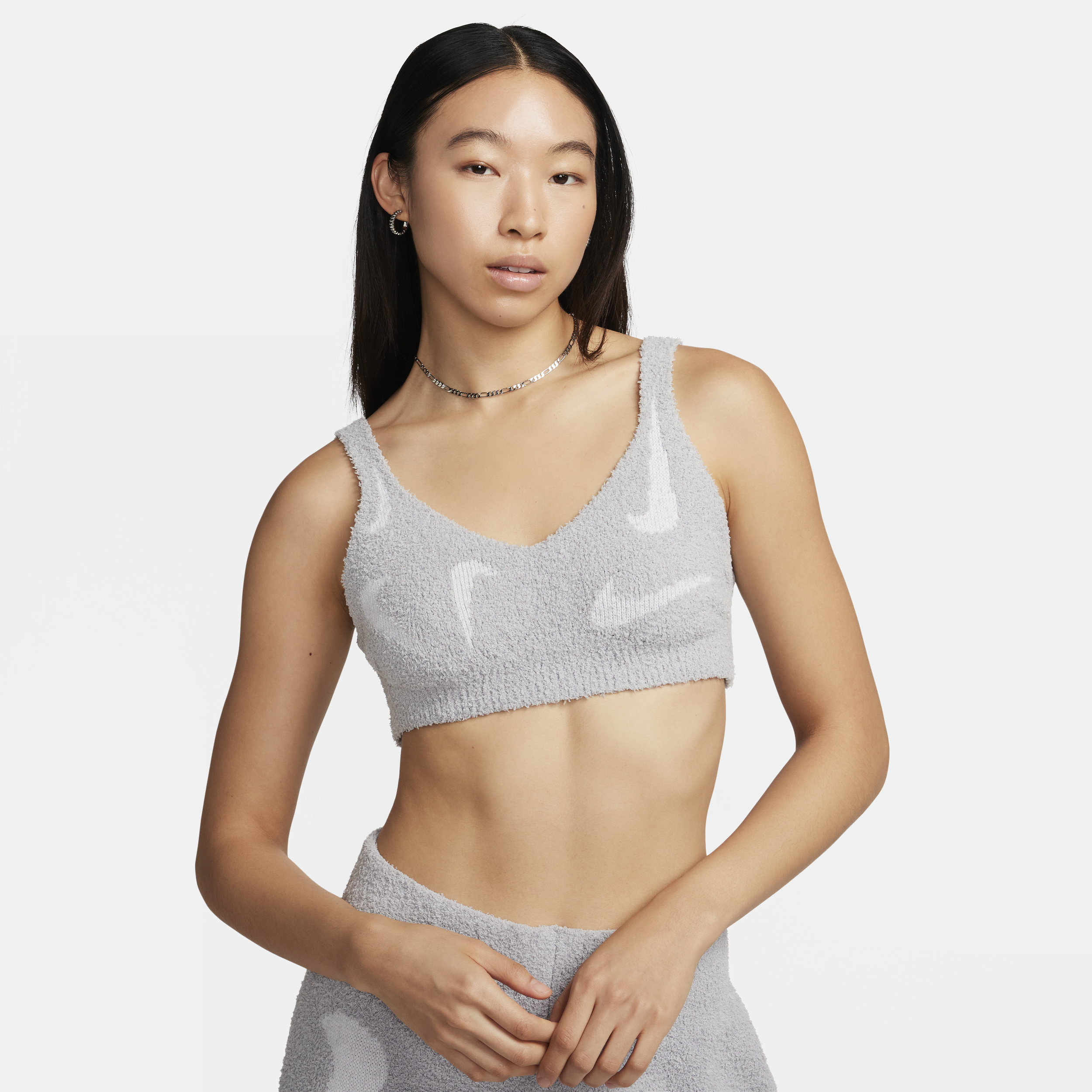 Nike Women's  Sportswear Phoenix Cozy Bouclã© Knit Bra In Grey