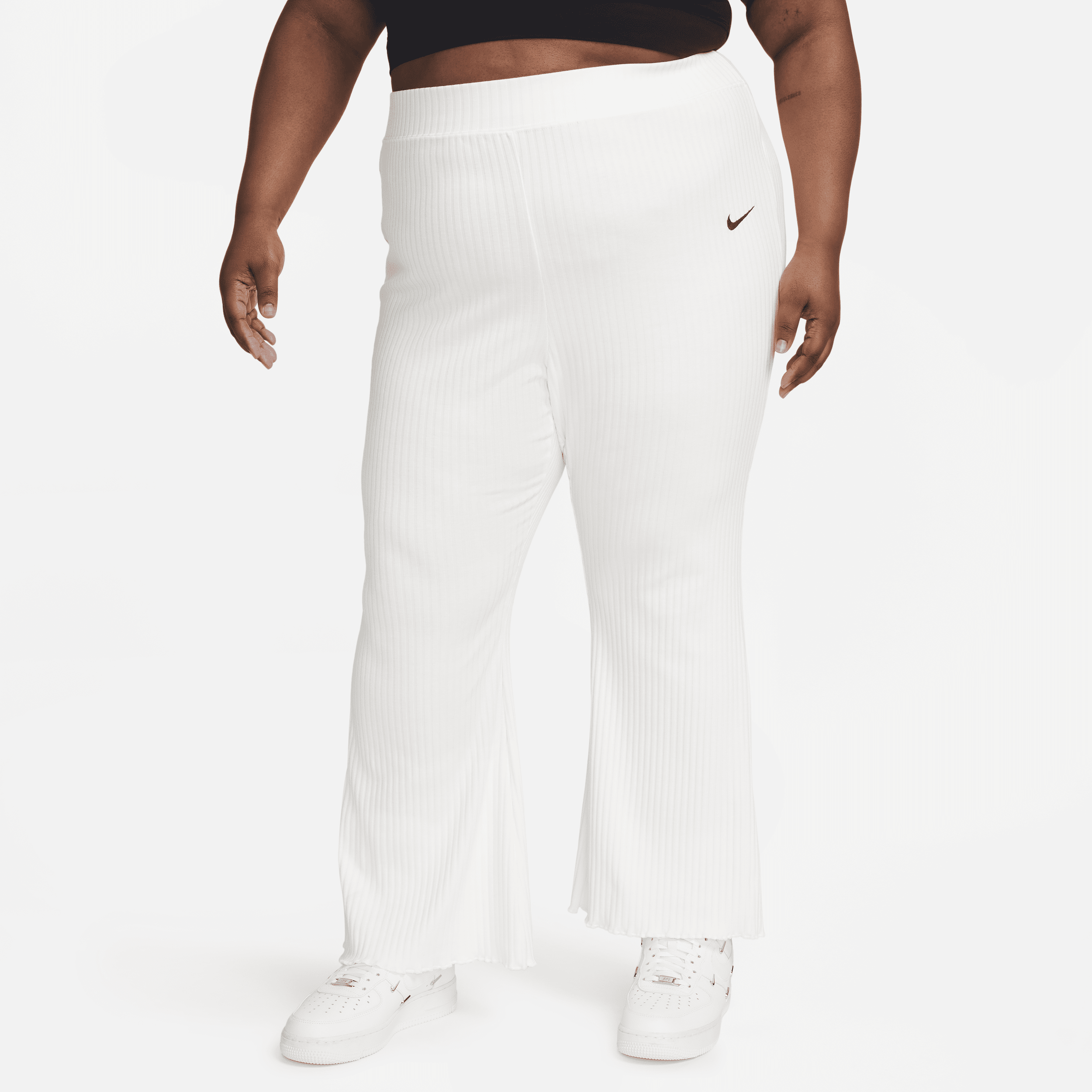Nike Women's Sportswear High-waisted Ribbed Jersey Pants (plus Size) In  White