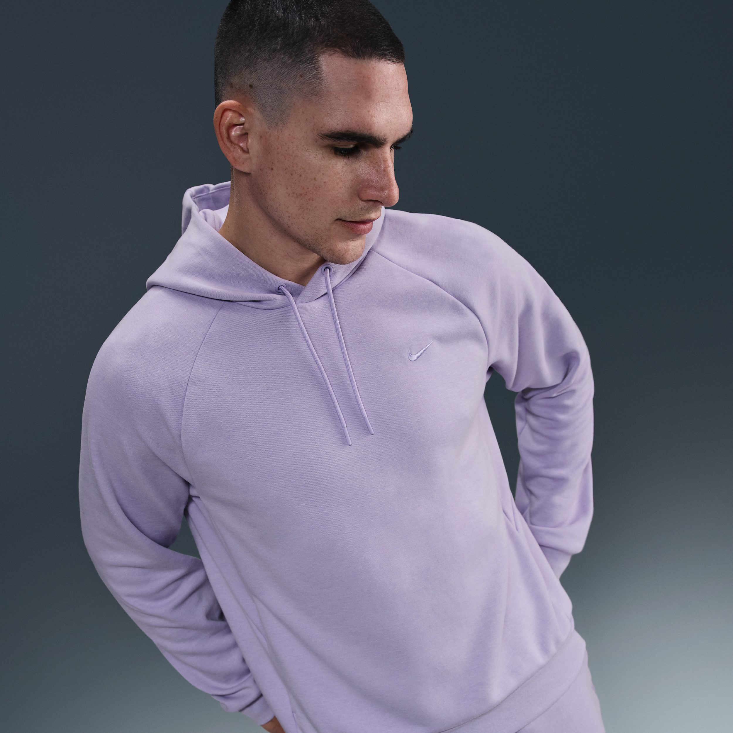 Nike Men's Primary Fleece Dri-fit Uv Pullover Performance Hoodie In Purple