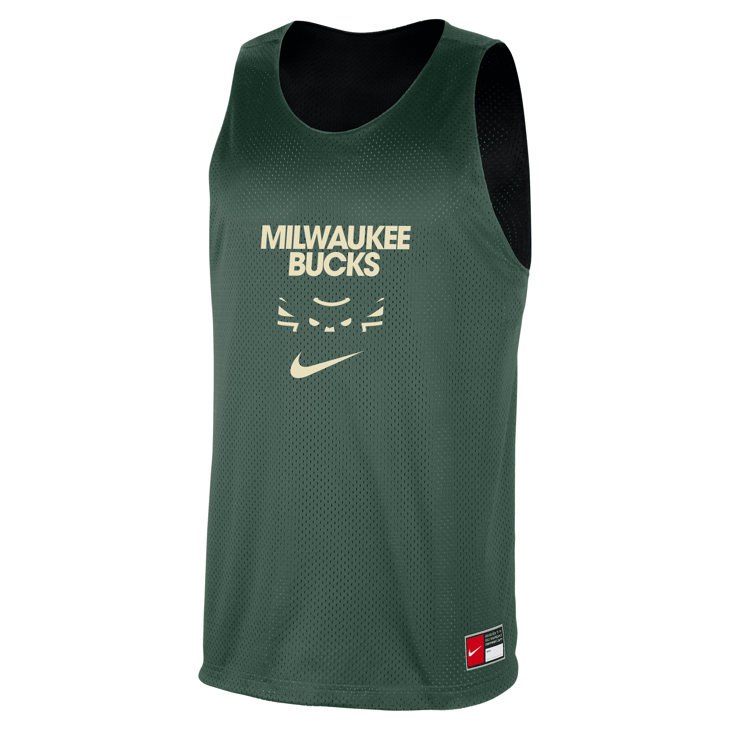 Nike Men's Hunter Green/Black Milwaukee Bucks Courtside Reversible Mesh Practice Jersey - Hunter Green, Black
