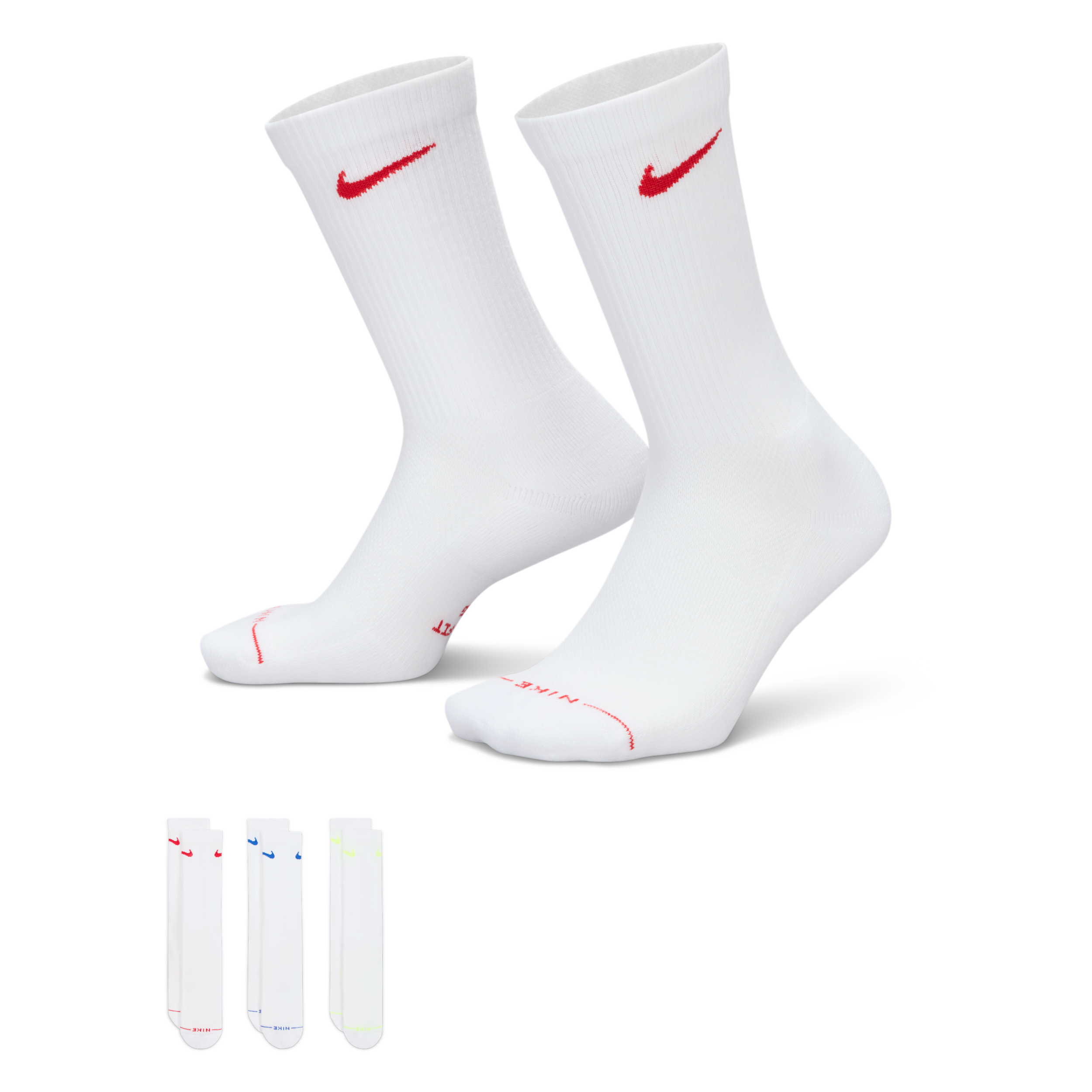 Nike Unisex Everyday Elevated Crew Socks (3 Pairs) in White | HQ4335-906