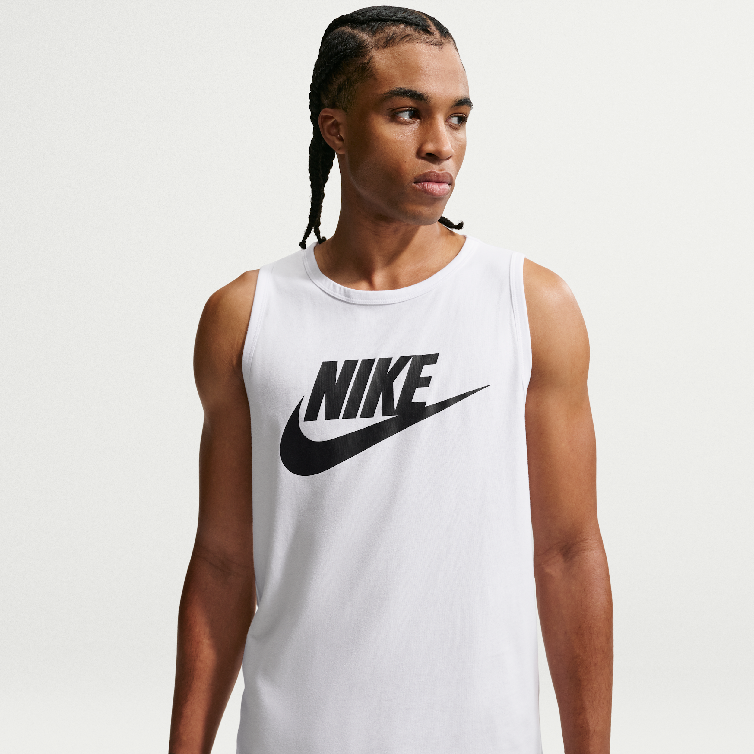 Nike Mens Crew Neck Sleeveless Muscle T-Shirt, Xx-large, White