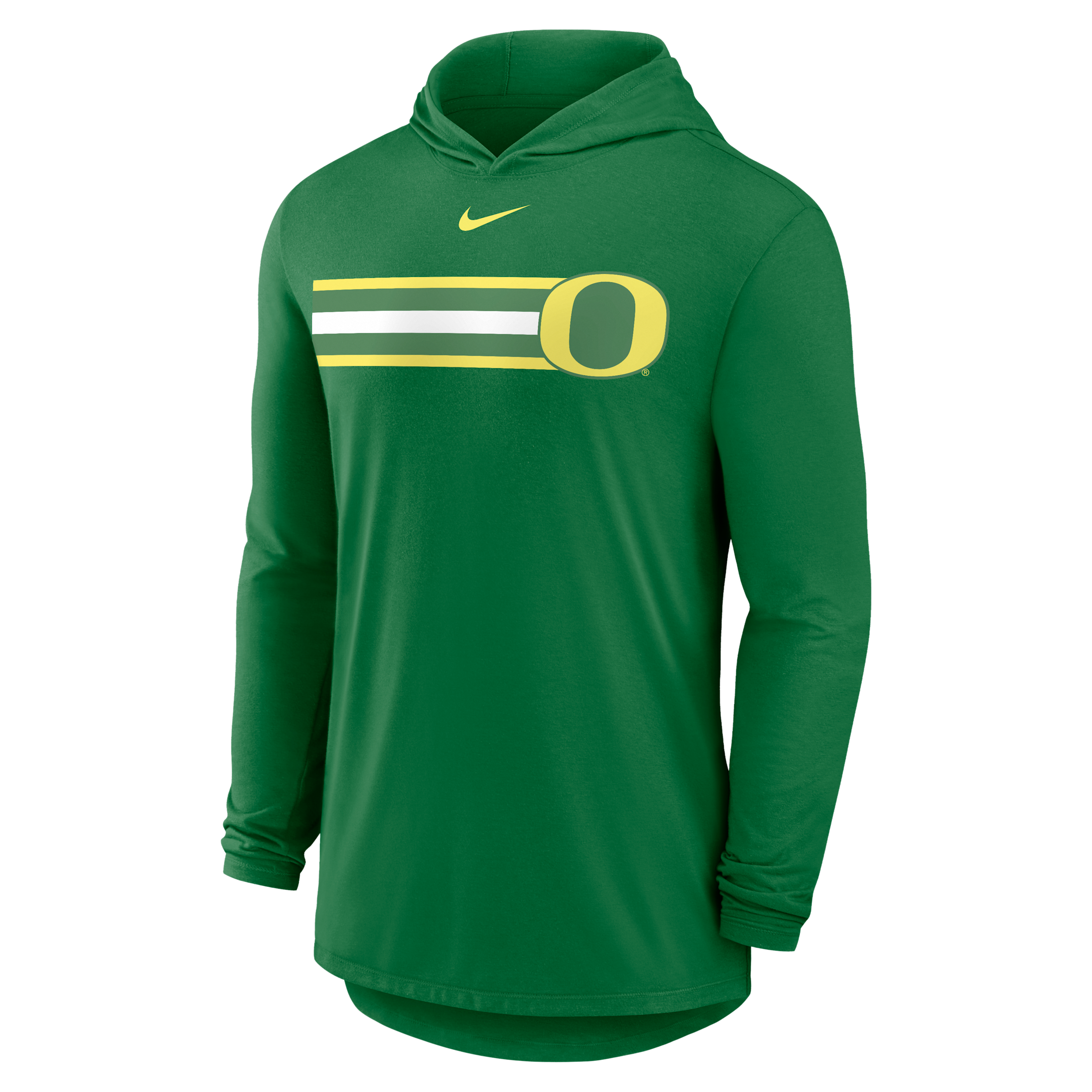 Oregon Primetime Pattern Nike Men's Dri-FIT College Long-Sleeve Hooded T-Shirt in Green | 01NB30DUON-CZH