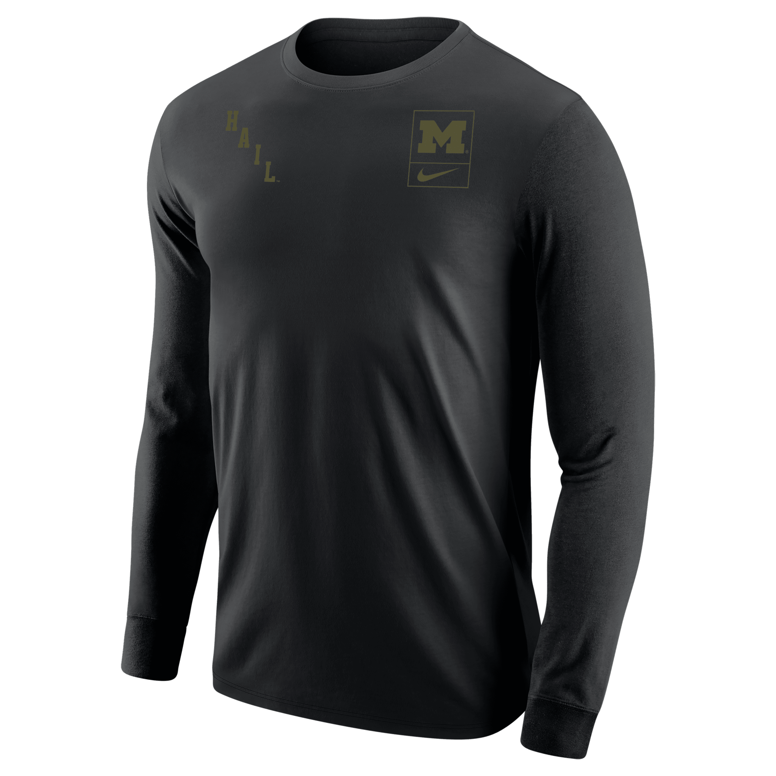 Nike Michigan Olive Pack  Men's College Long-sleeve T-shirt In Black