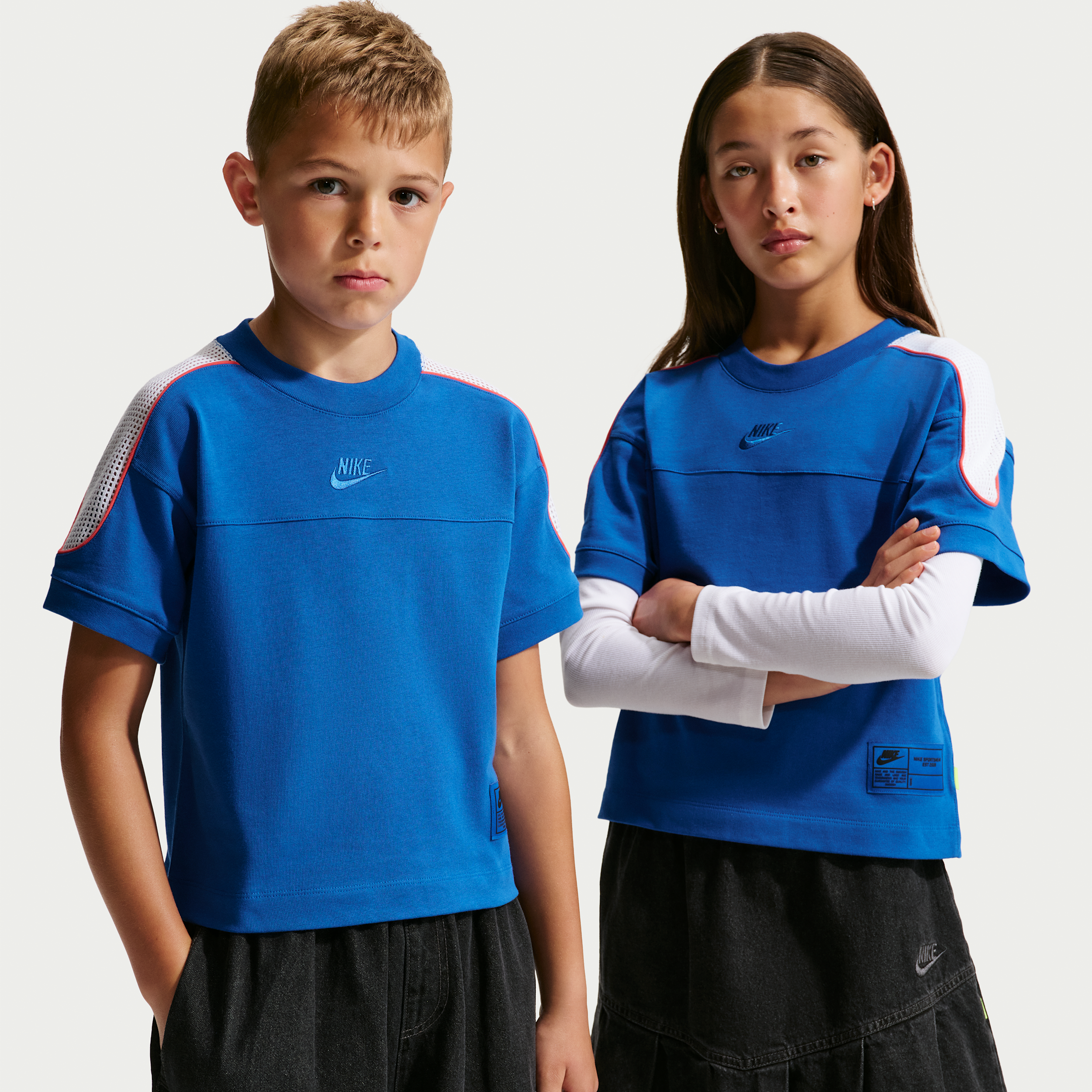 Nike Sportswear Collection Big Kids' Short-Sleeve Top in Blue | IM4622-480