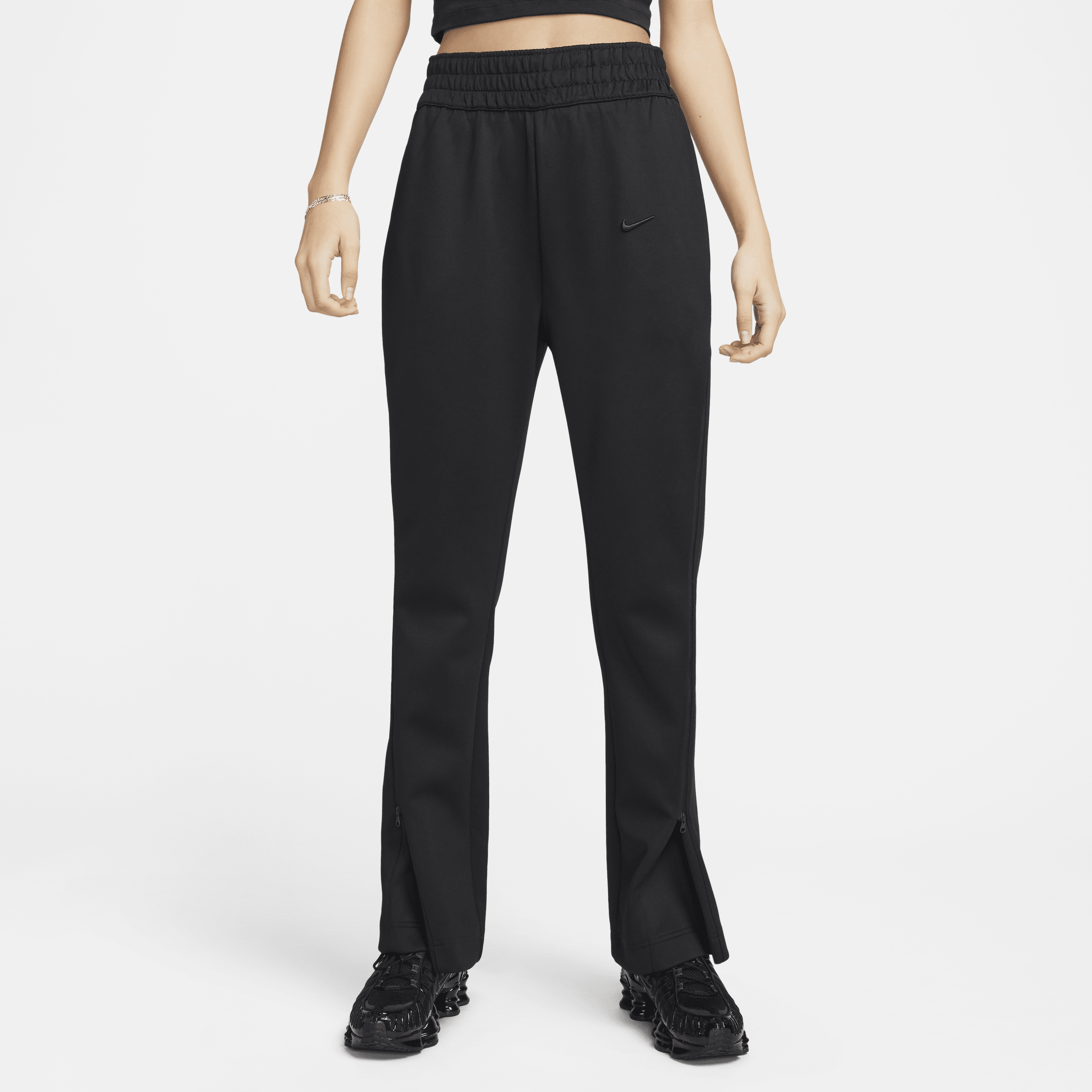 Nike Women's  Sportswear Collection Mid-rise Zip Flared Pants In Black