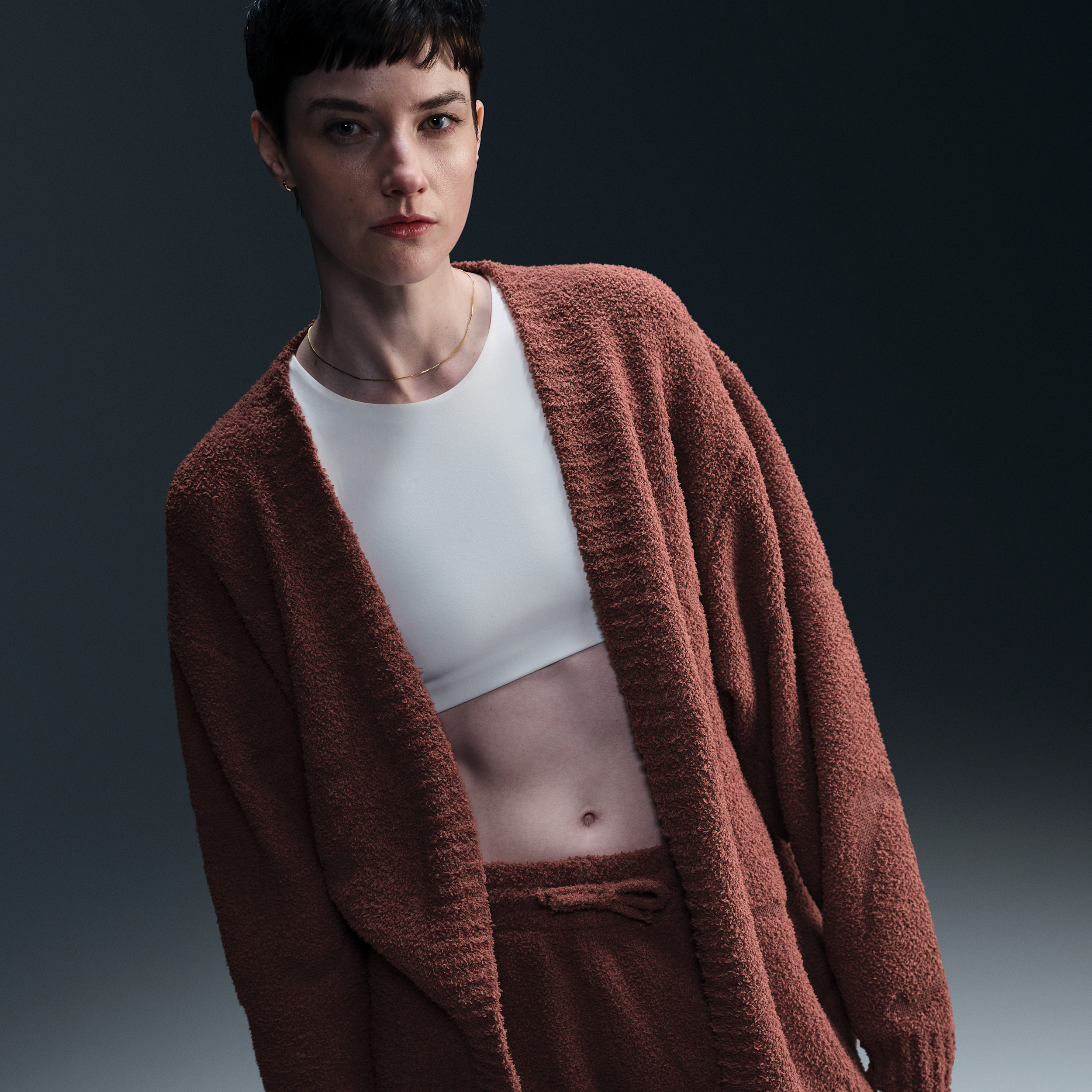 Nike Women's  Sportswear Phoenix Cozy Bouclã© Oversized Knit Cardigan In Brown