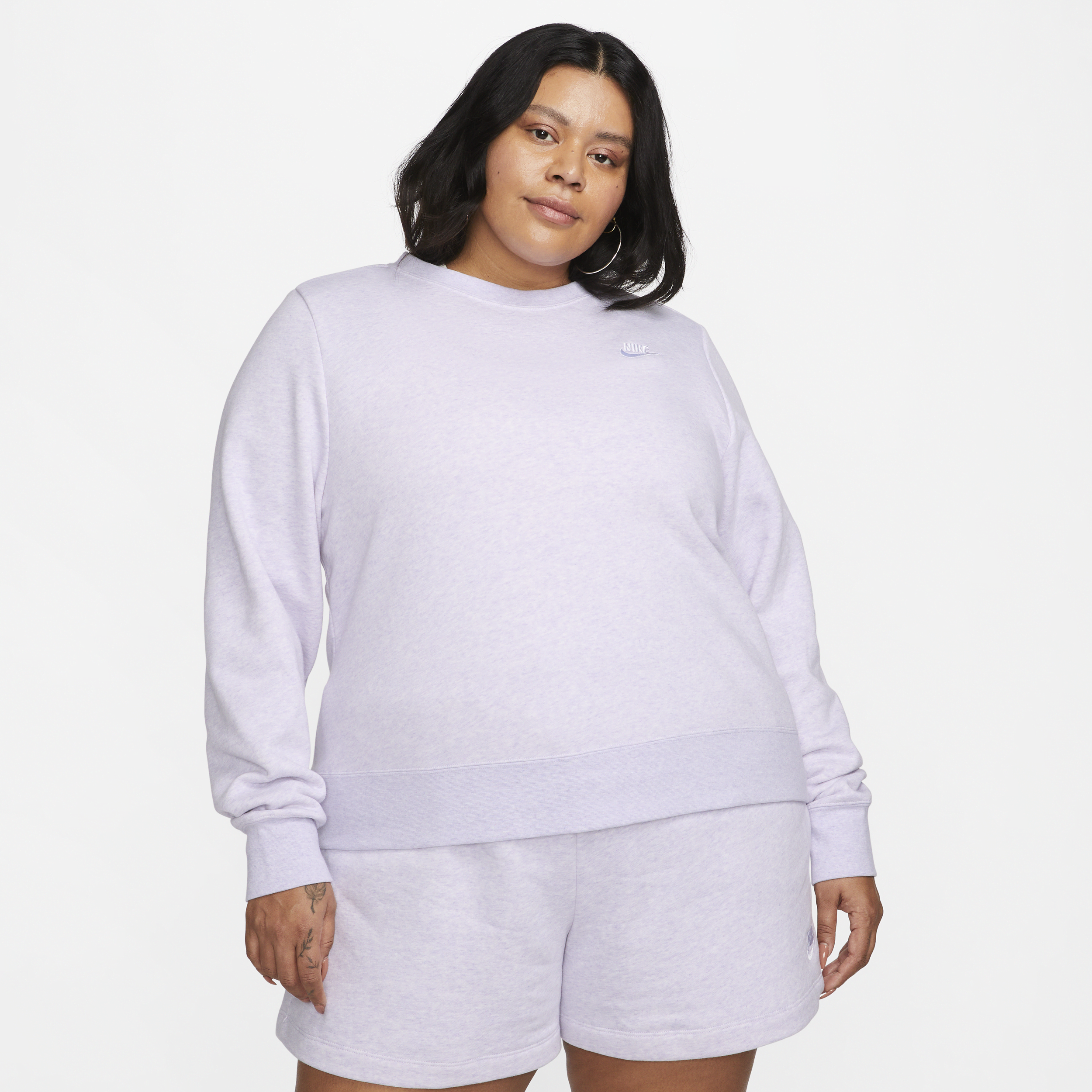 Nike Women's  Sportswear Club Fleece Crew-neck Sweatshirt (plus Size) In Purple