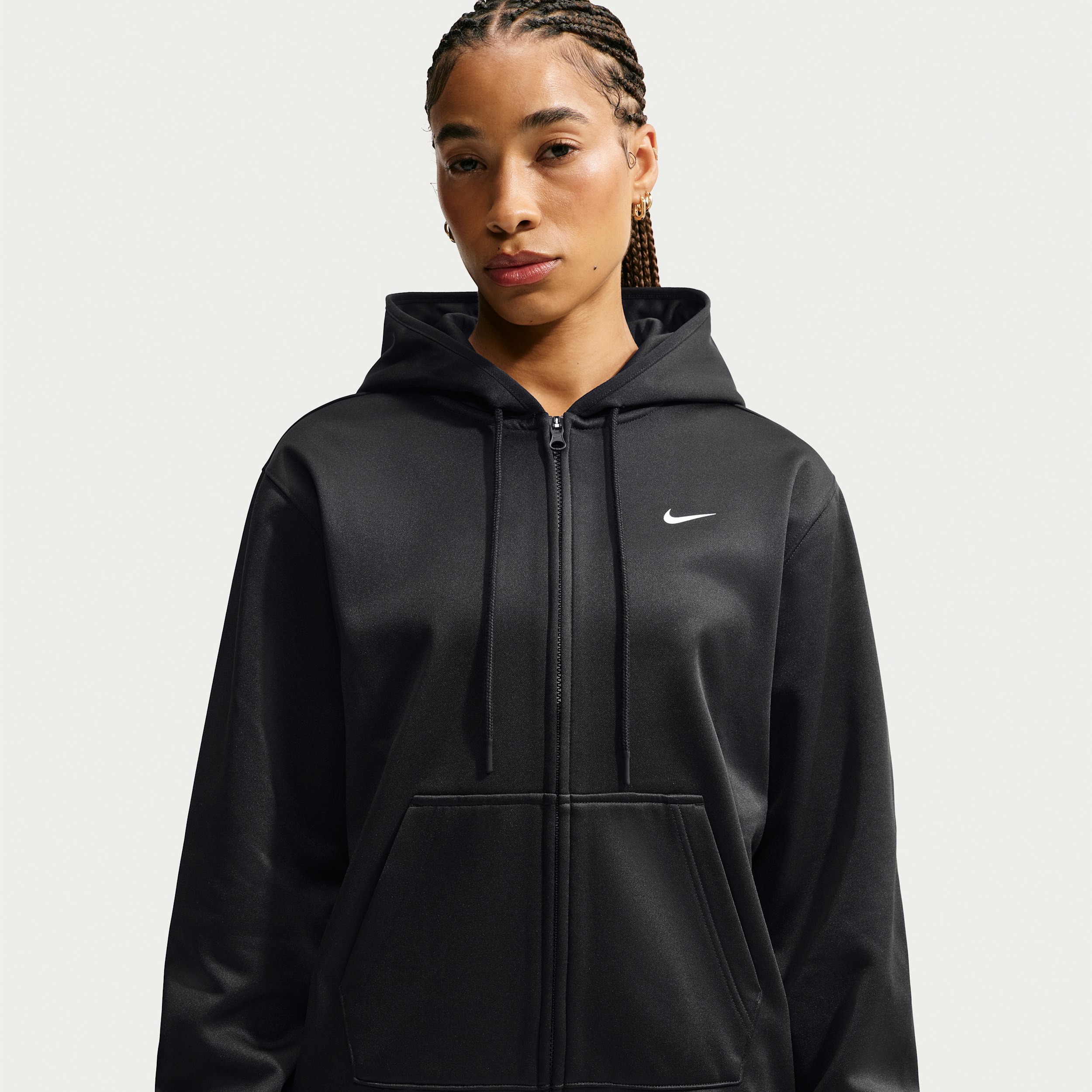 Nike Women's Studio Fleece Sport Therma-FIT Full-Zip Hoodie in Black | IO0433-010