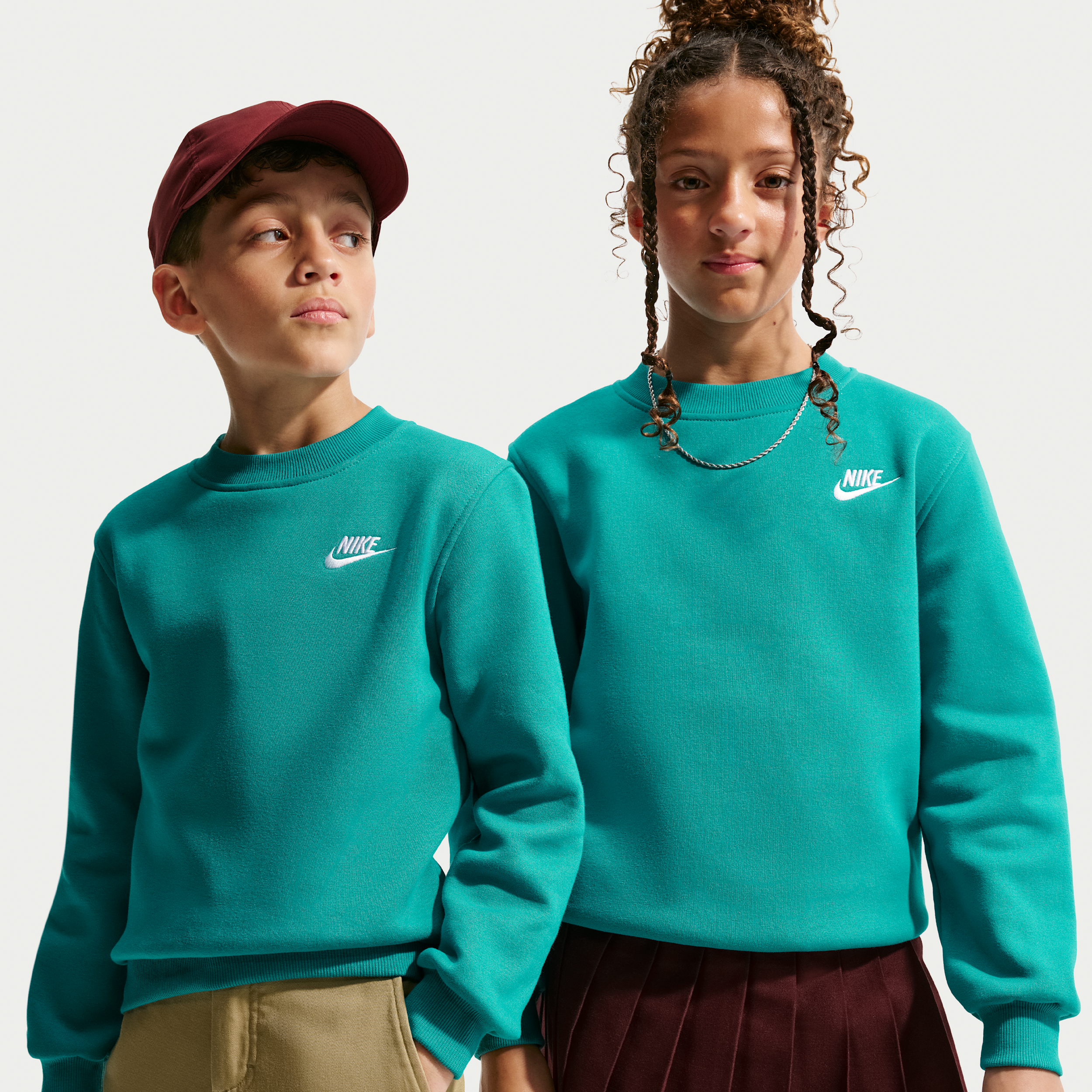 Nike Sportswear Club Fleece Big Kids' Sweatshirt in Green | FD3006-302