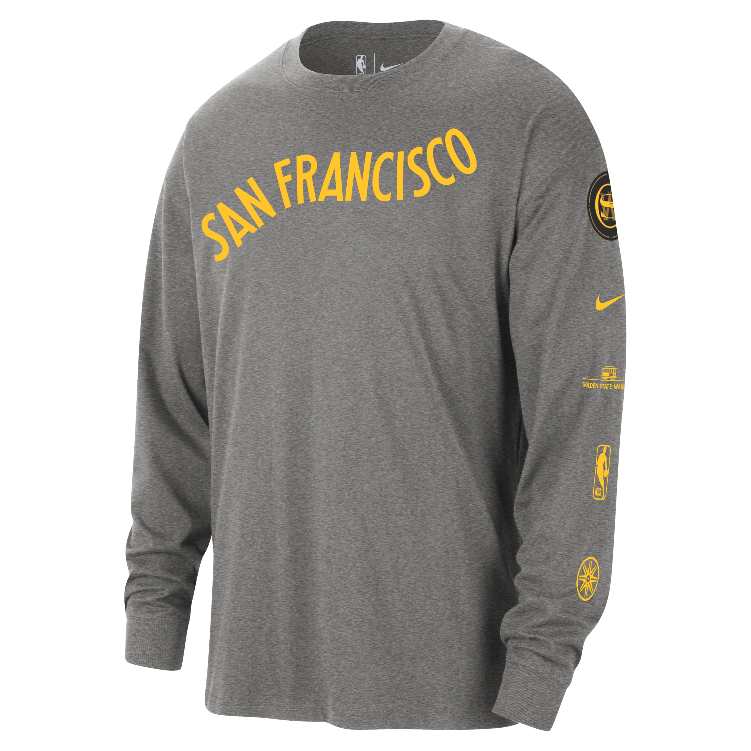 Shop Nike Golden State Warriors 2023/24 City Edition  Men's Nba Max90 Long-sleeve T-shirt In Grey