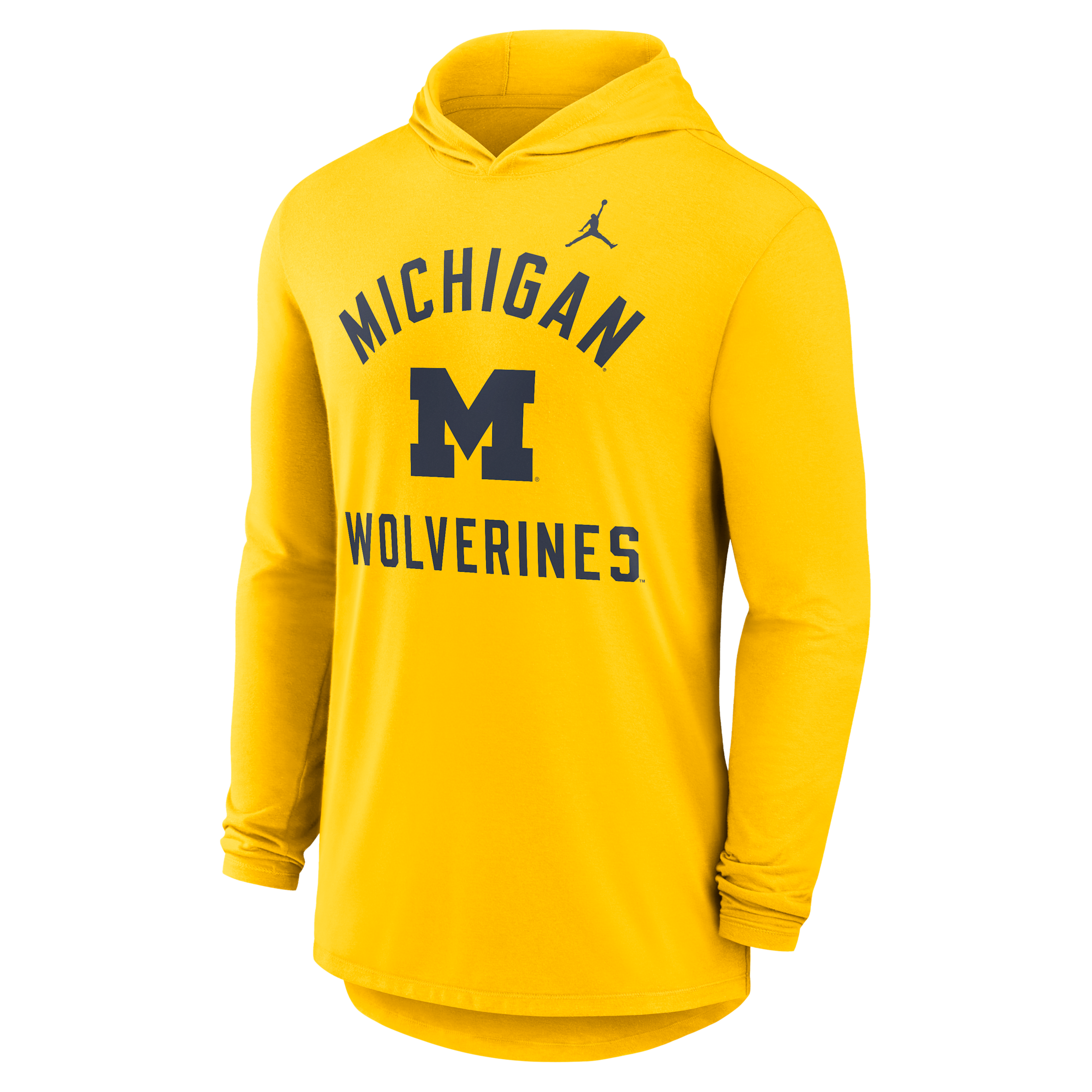 Jordan Men's Michigan Campus Arch  Brand Dri-fit College Long-sleeve Hooded T-shirt In Yellow