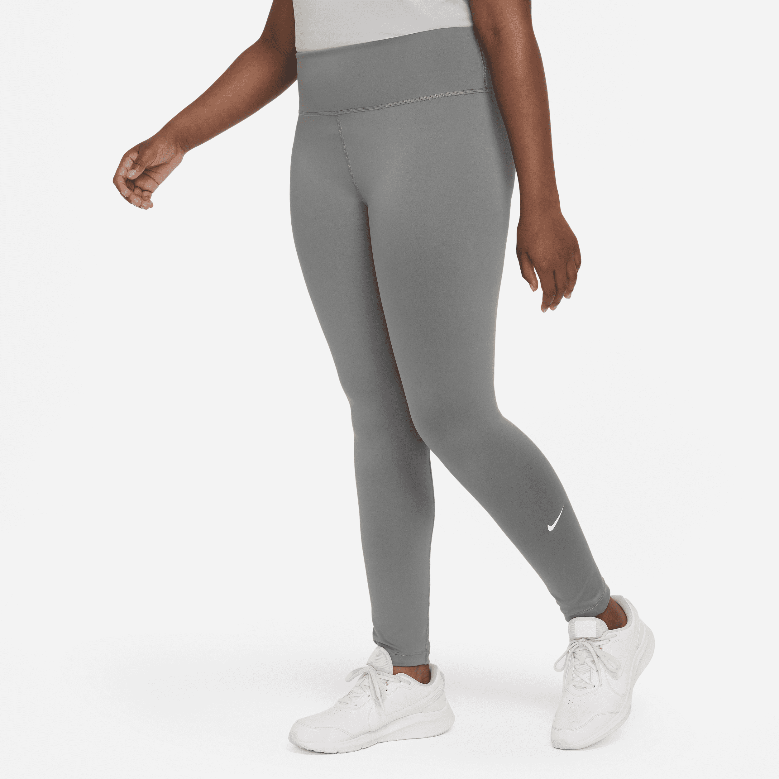 Nike Dri-fit One Big Kids' (girls') Leggings (extended Size) In Grey