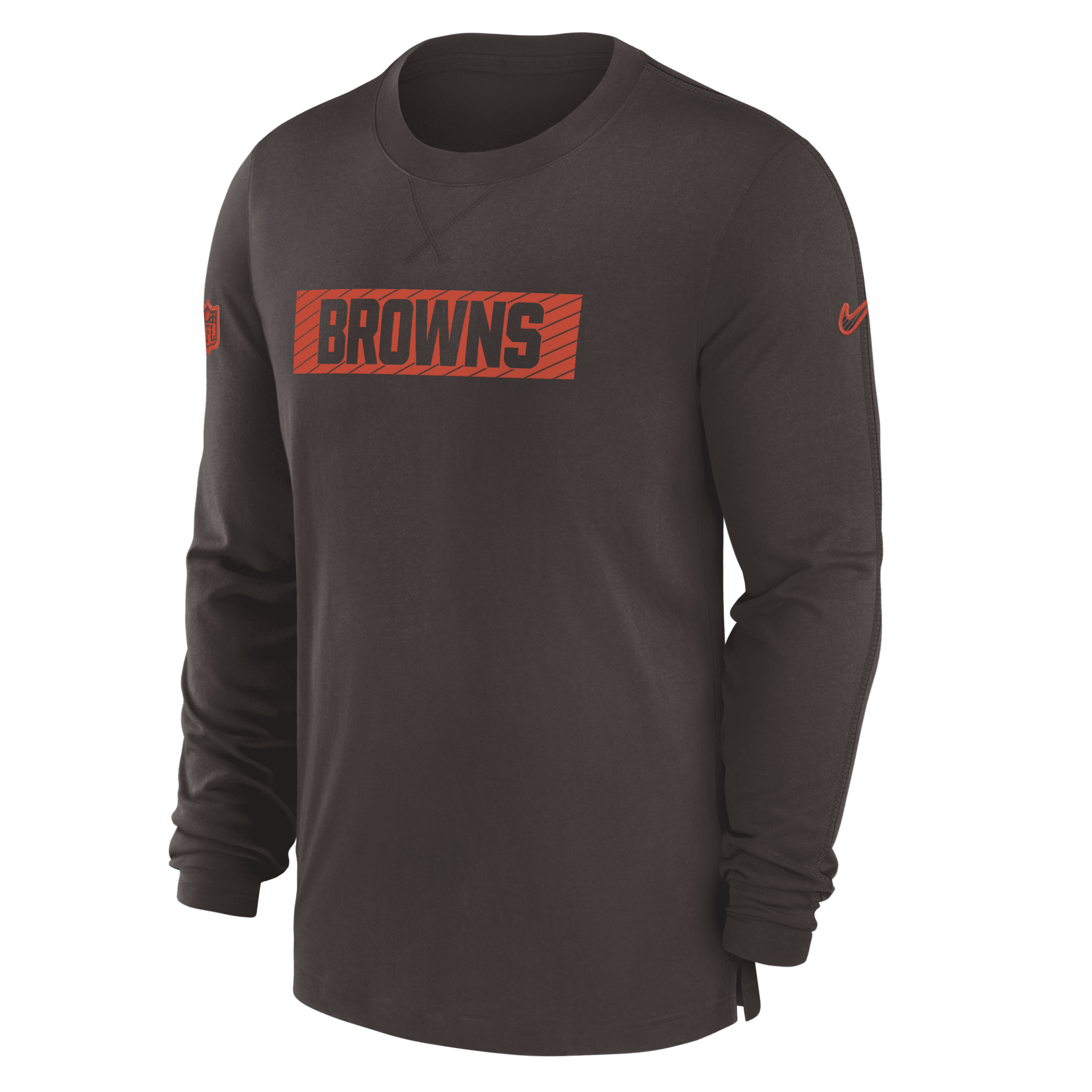 Nike Brown Cleveland Browns Sideline Player Performance Long Sleeve T-shirt In Brown