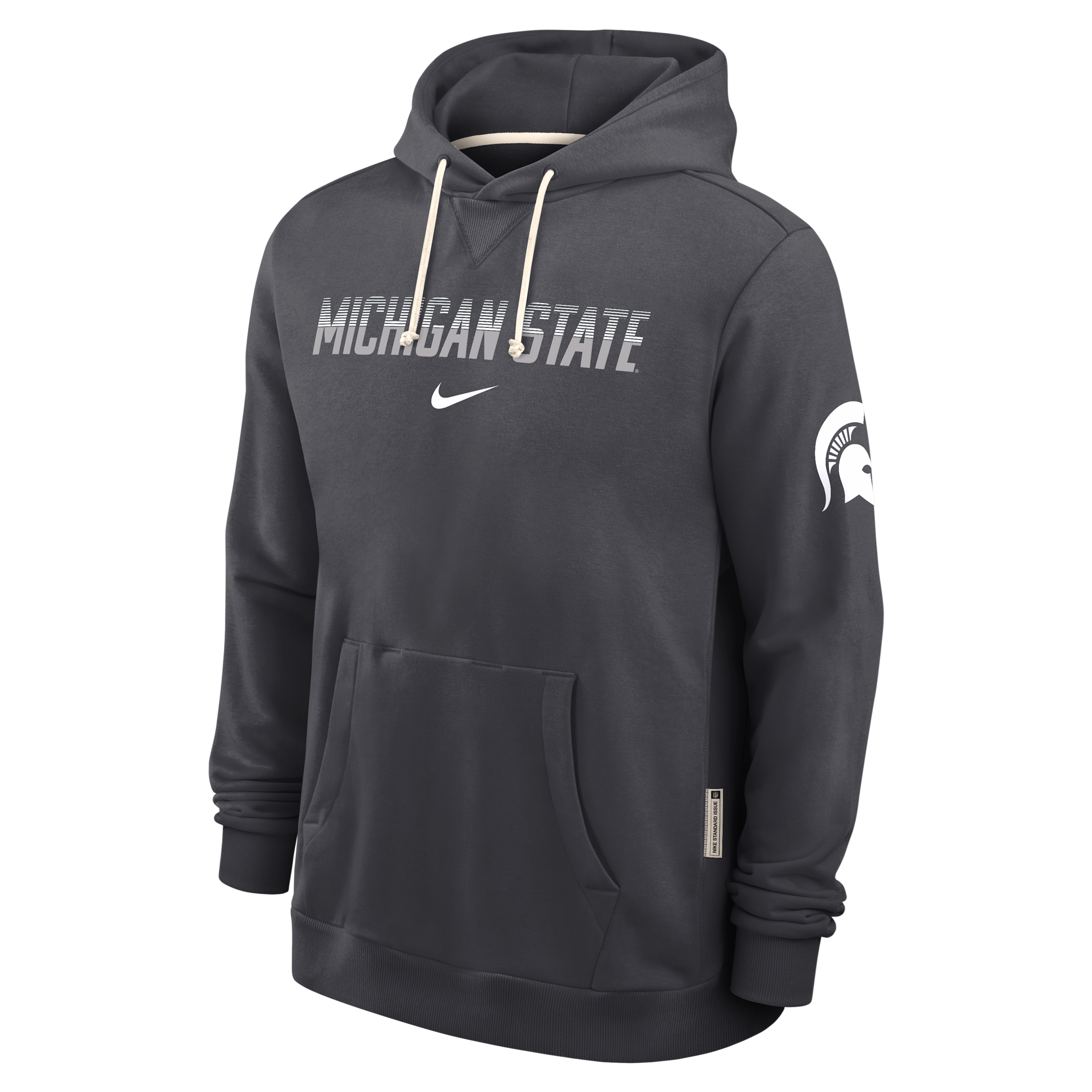 Michigan State Sideline Standard Issue Nike Men's Dri-FIT College Pullover Hoodie in Grey | 03AZ06FMST-8DF