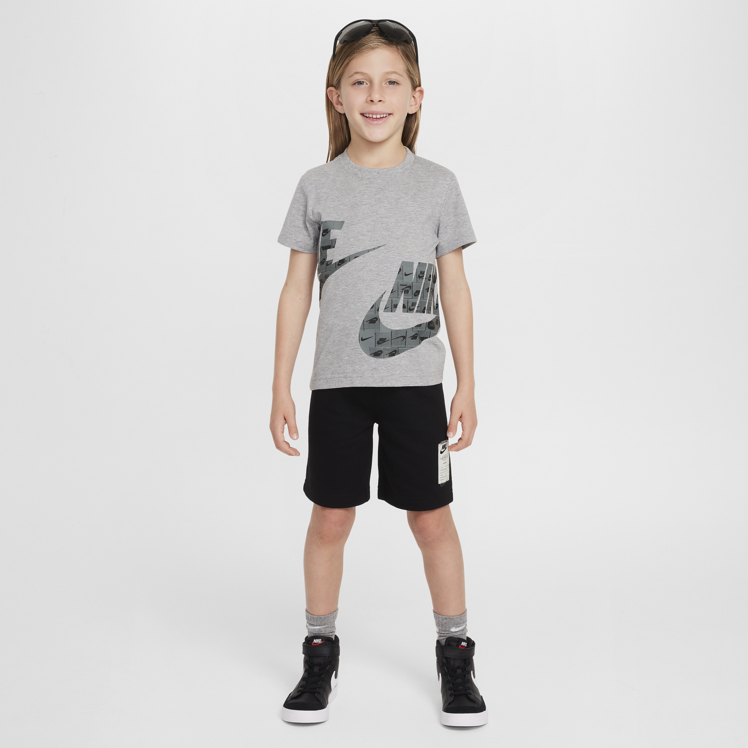 Nike Sportswear Club Little Kids' French Terry Shorts Set In Black