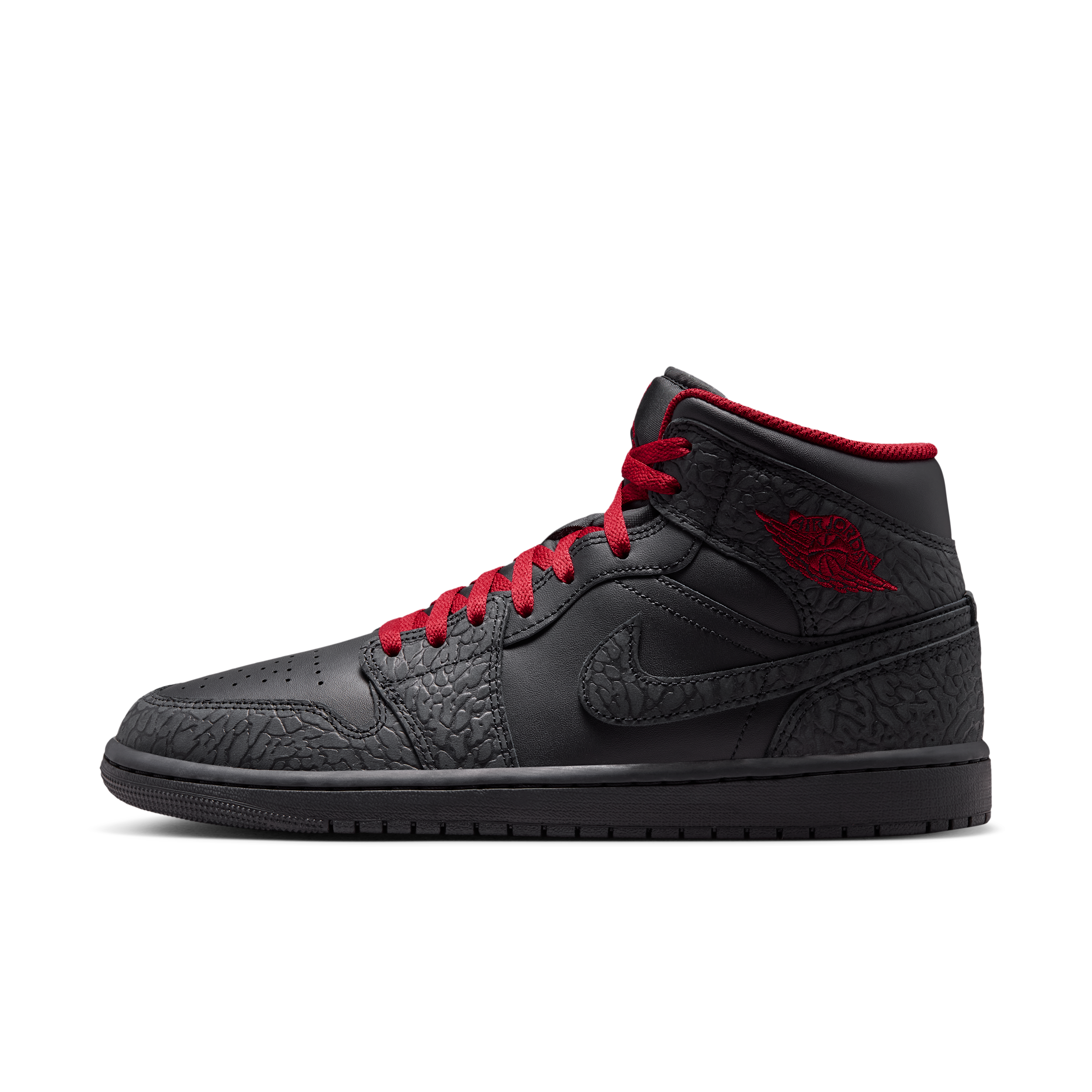 Jordan Mens AJ 1 Mid SE - Basketball Shoes - Tough Red / Black / Black Size 12.0