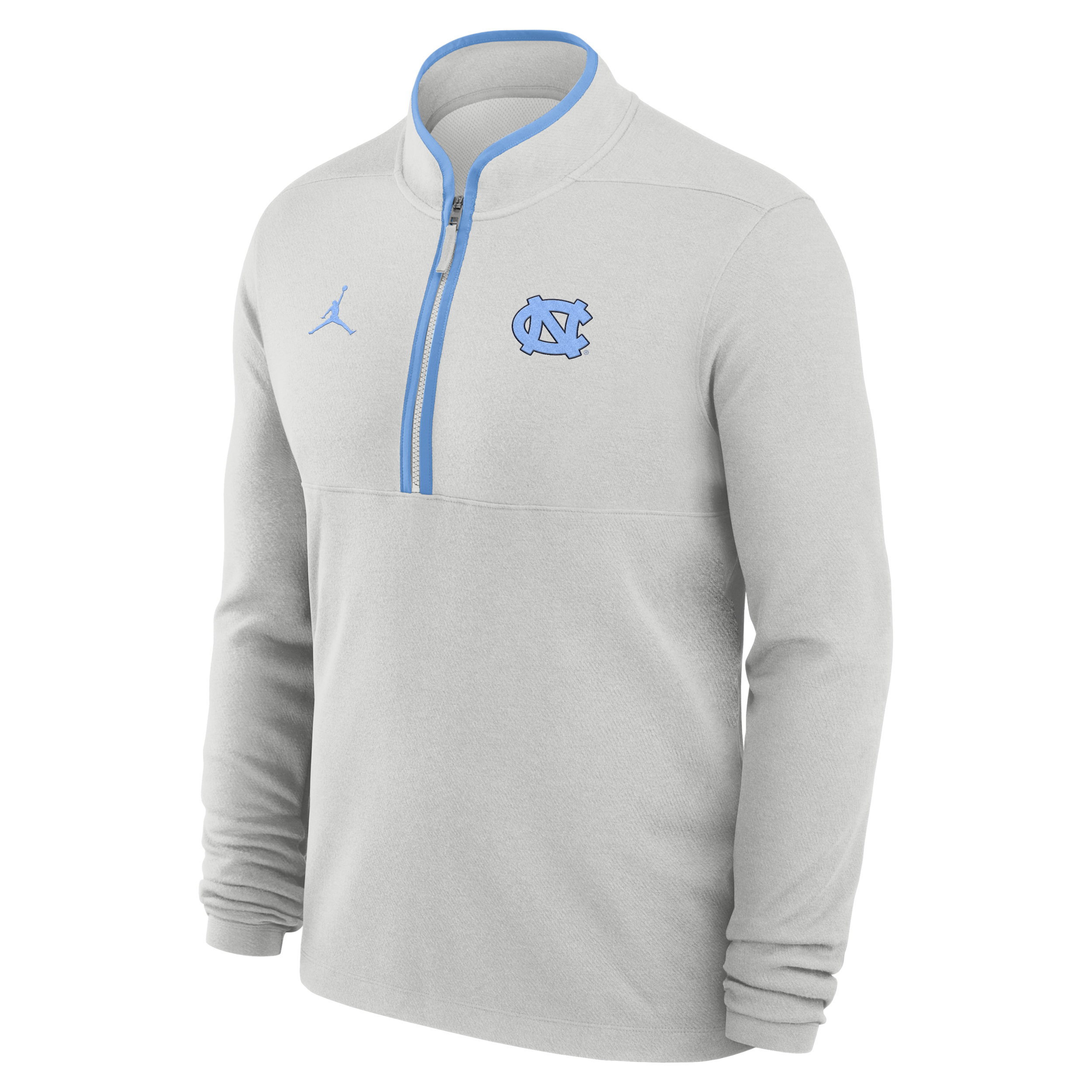 Men's North Carolina Courtside Jordan Brand Dri-FIT College Half-Zip Top in Grey | JJ430DJ8NCN-APS