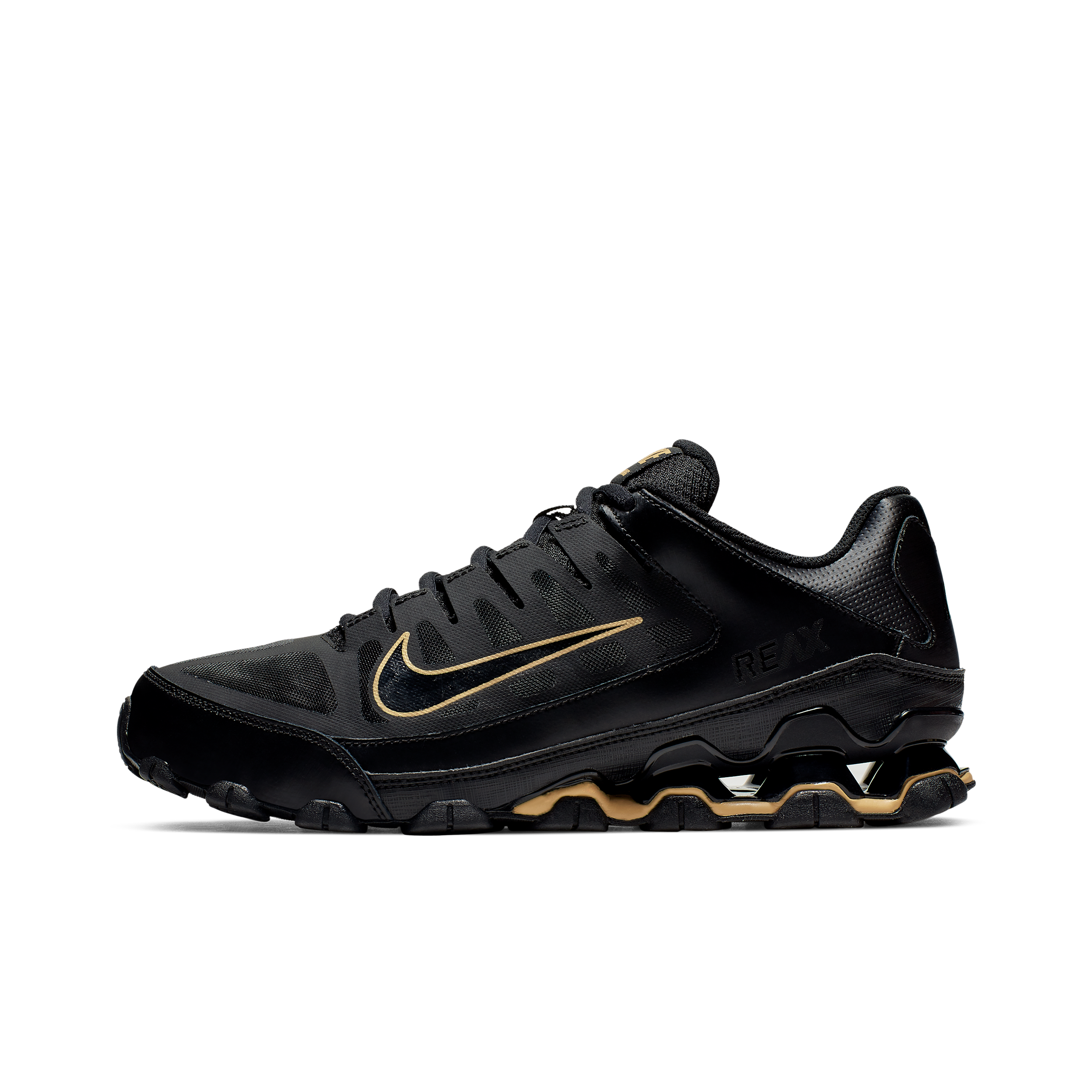 Nike Mens REAX 8 TR Mesh - Running Shoes - Black / Mtlc Gold / Black Size 14.0