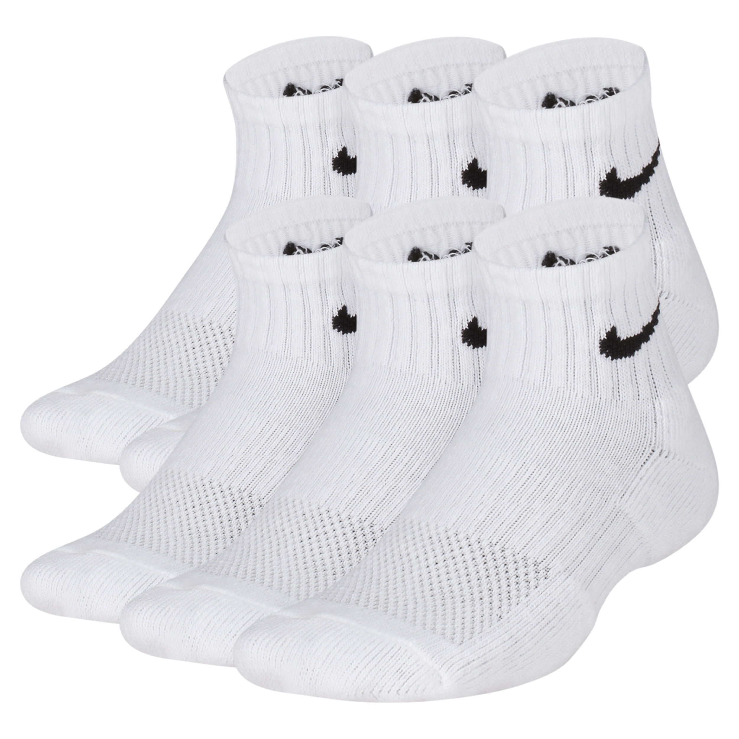 Boys Nike 6 Pack Cushioned Quarter Socks - Boys' Grade School White/Black Size S