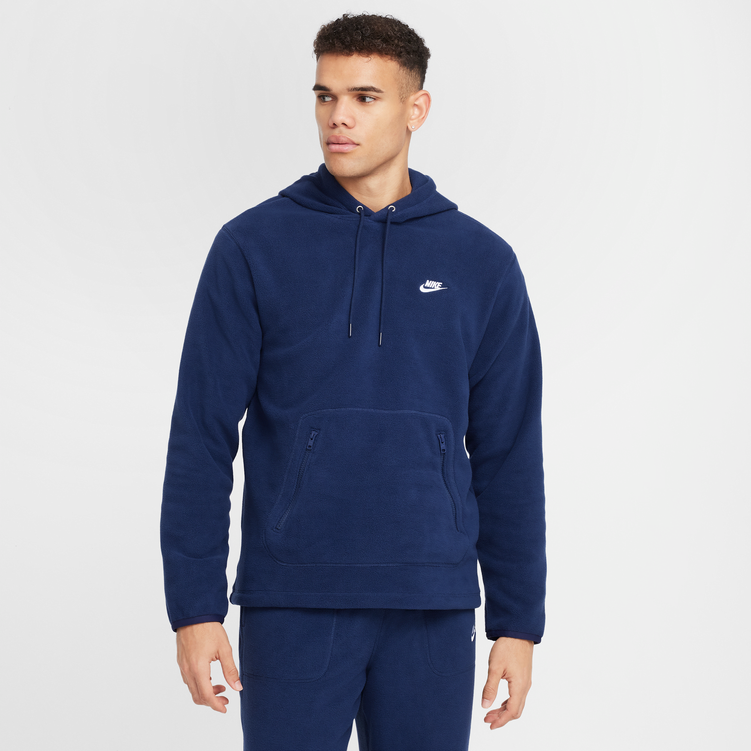 パーカー・フーディ Nike Club Winterized Pullover Hoodie M Midnight Navy White F Nike Men's Hoodie Club Winterized Hoodie Midnight Navy/white