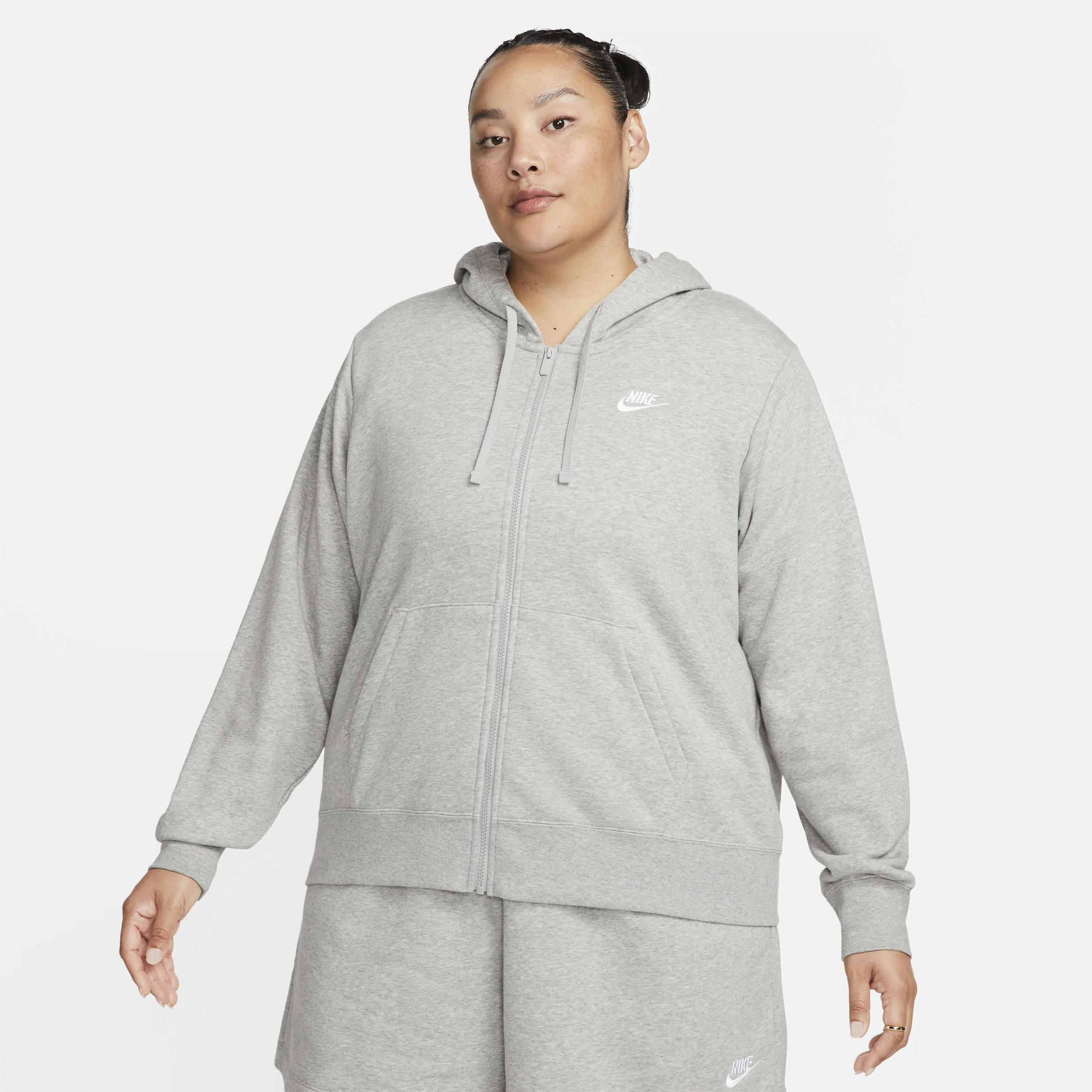 Women s Sportswear Club Fleece Full zip Hoodie plus Size In Grey