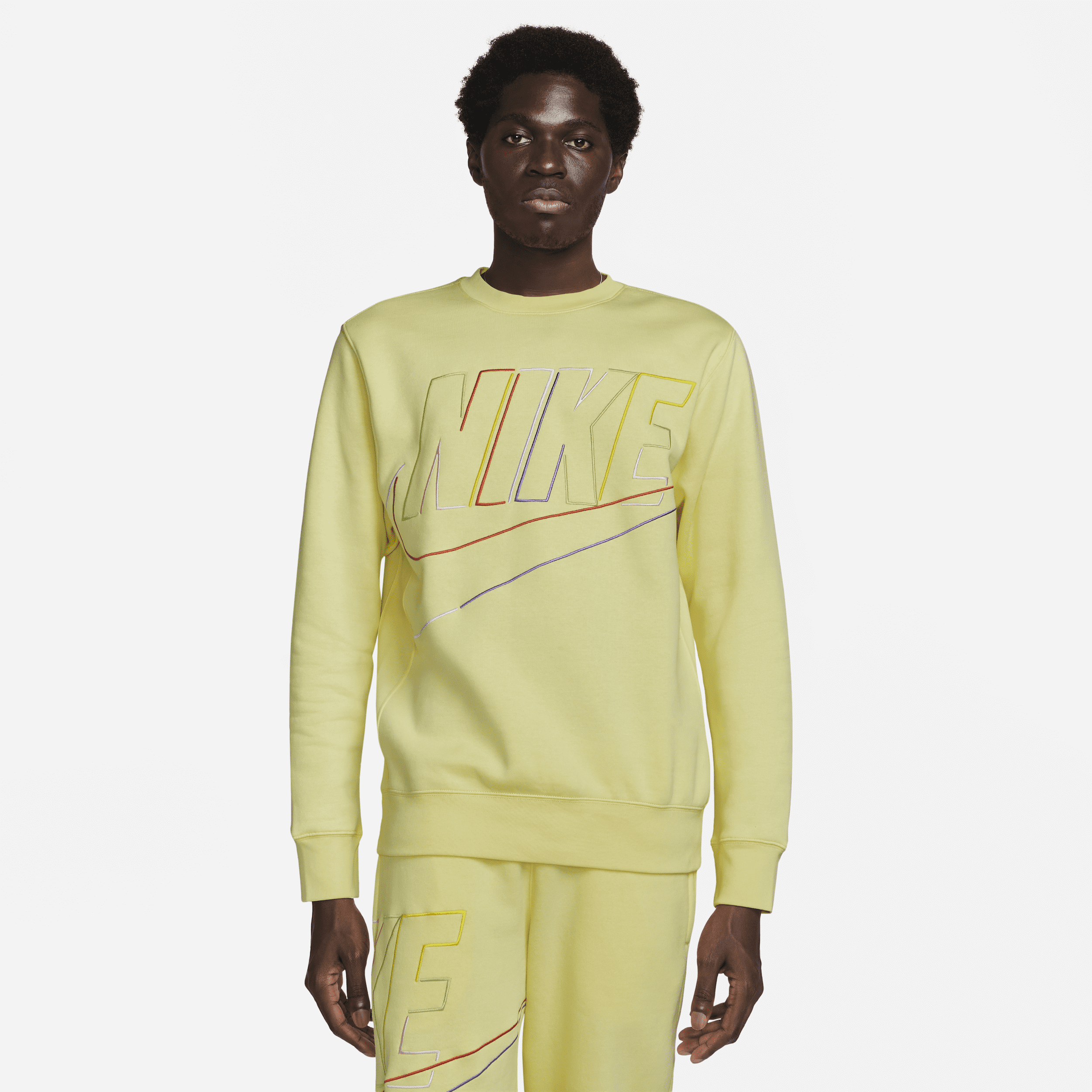 Nike Club Fleece Oversize Crewneck Sweatshirt In Yellow ModeSens