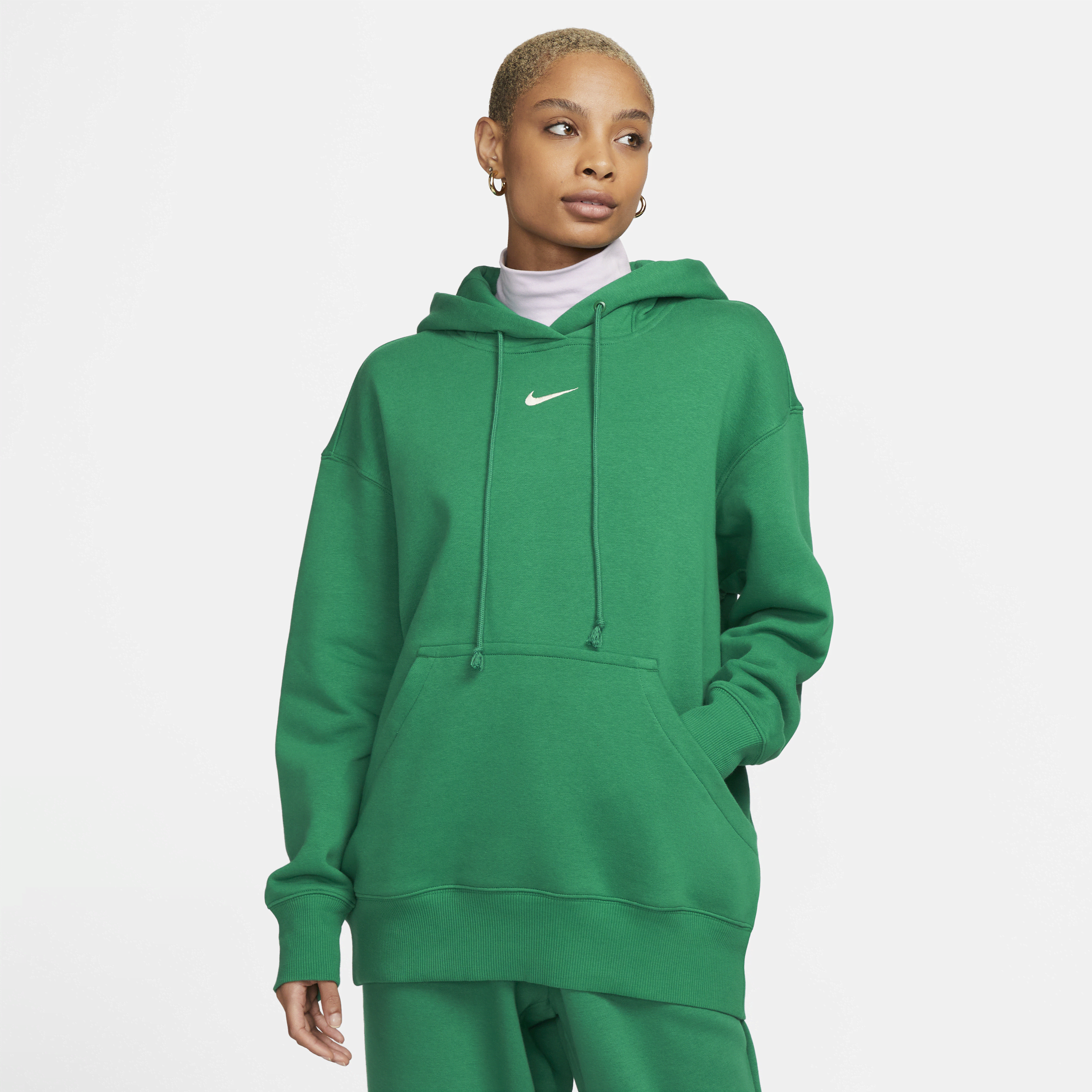 Nike mini swoosh outlet oversized green hoodie