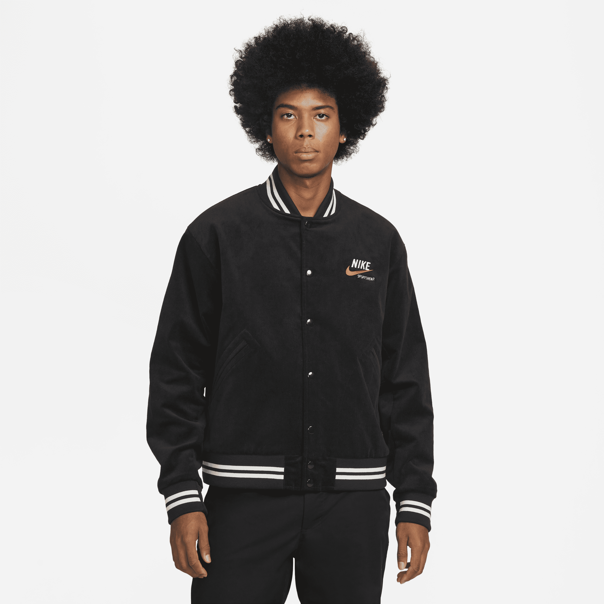 Nike Nsw Logo-embroidered Cotton-blend Corduroy Bomber Jacket In