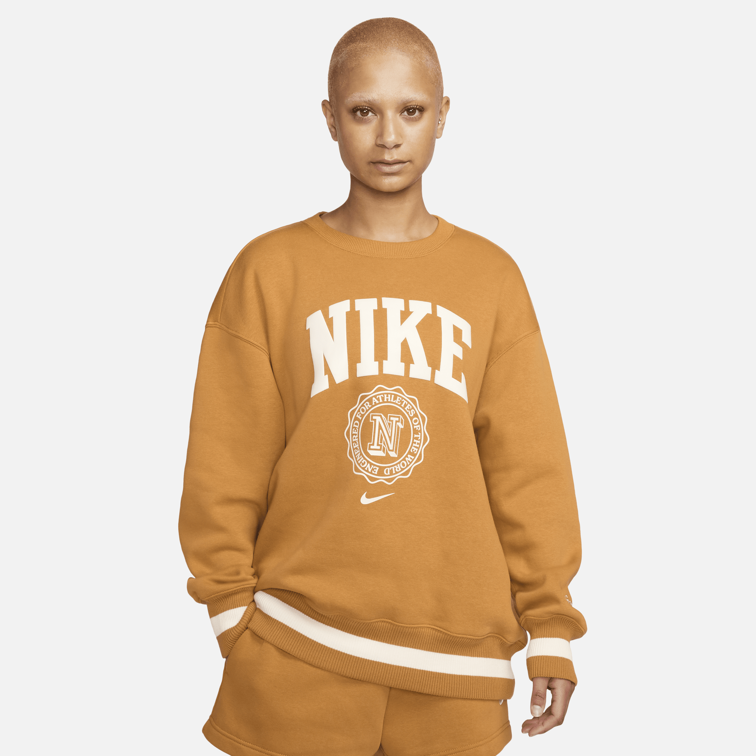 Nike Women s Sportswear Phoenix Fleece Heritage Oversized Crew neck Sweatshirt In Brown ModeSens