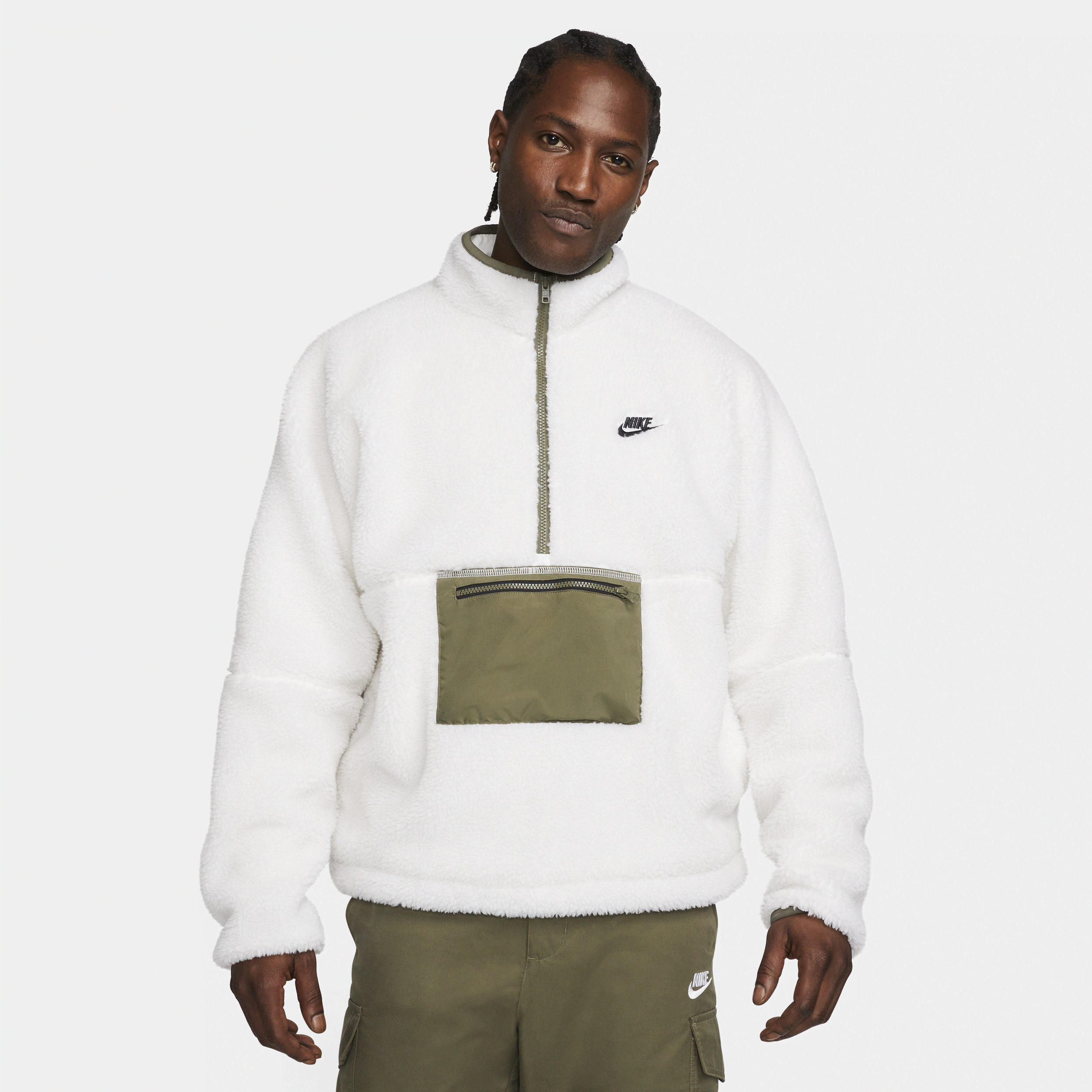 Nike Club Fleece+ Half-zip Winterized Anorak In White | ModeSens