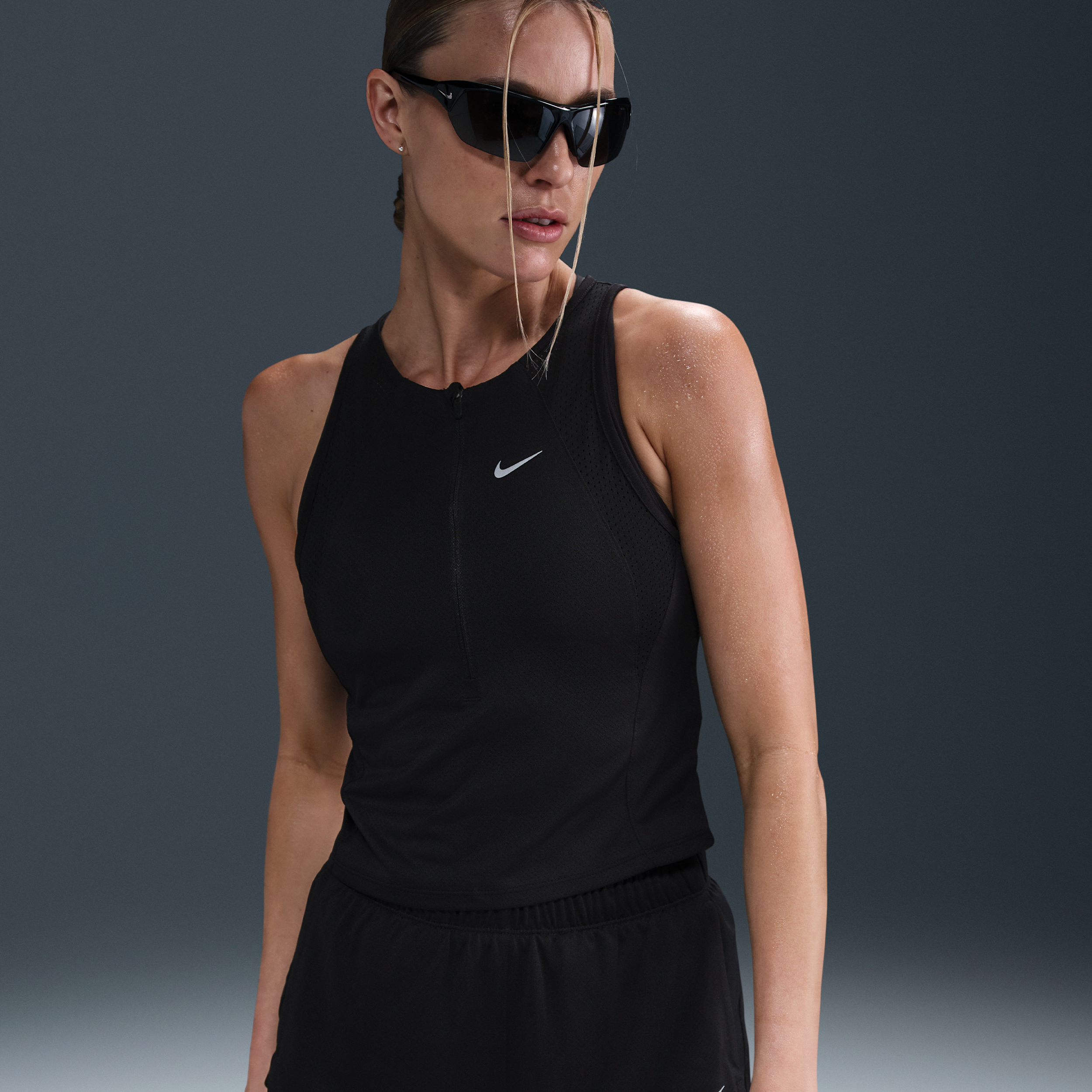 Nike Dri-FIT singlet voor dames - Zwart