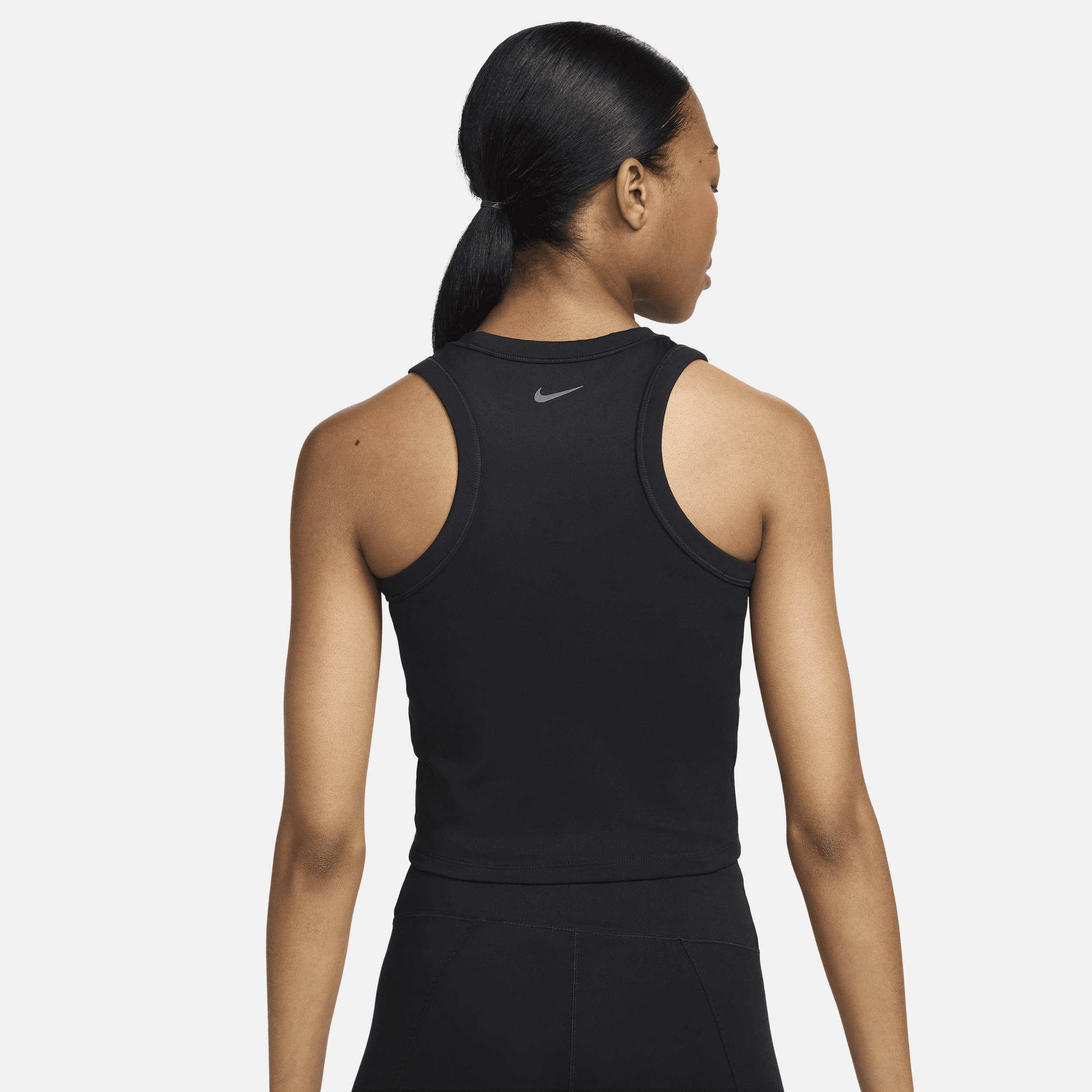 Nike One Fitted korte tanktop met Dri-FIT voor dames Zwart