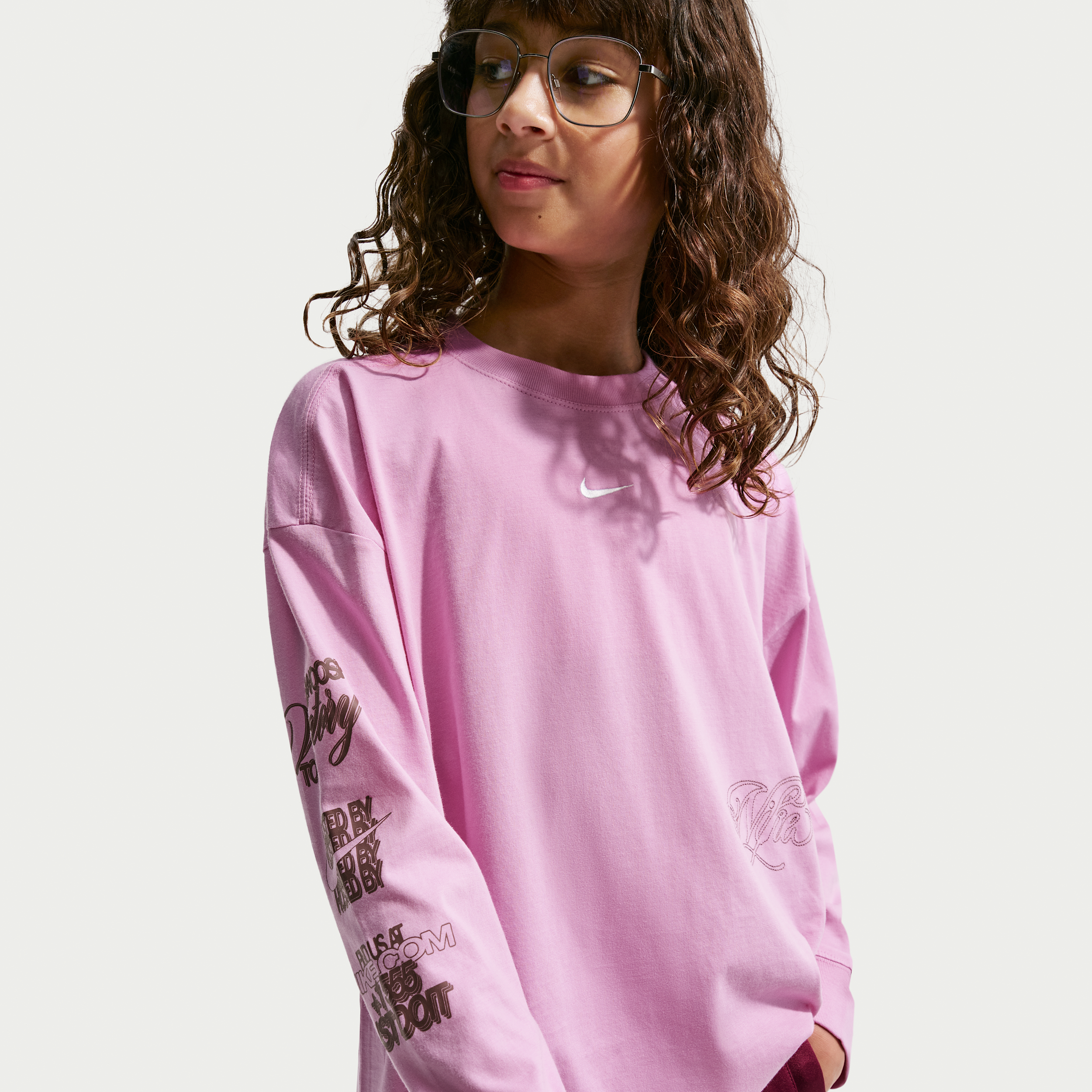 Nike oversized T-shirt met lange mouwen voor meisjes - Paars