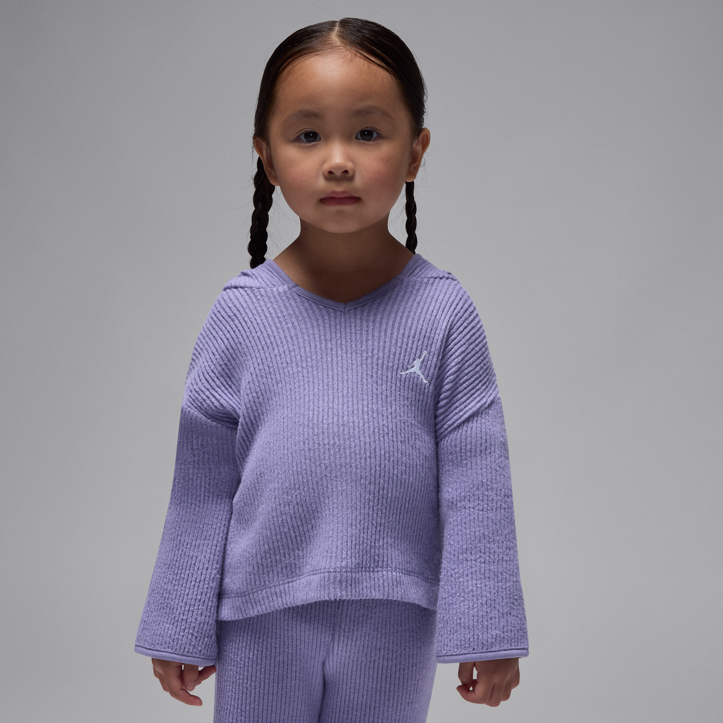 Thumbnail - Jordan Heir To The Crown 2-teiliges Ripp-Pullover-Set (Kleinkinder) - Lila