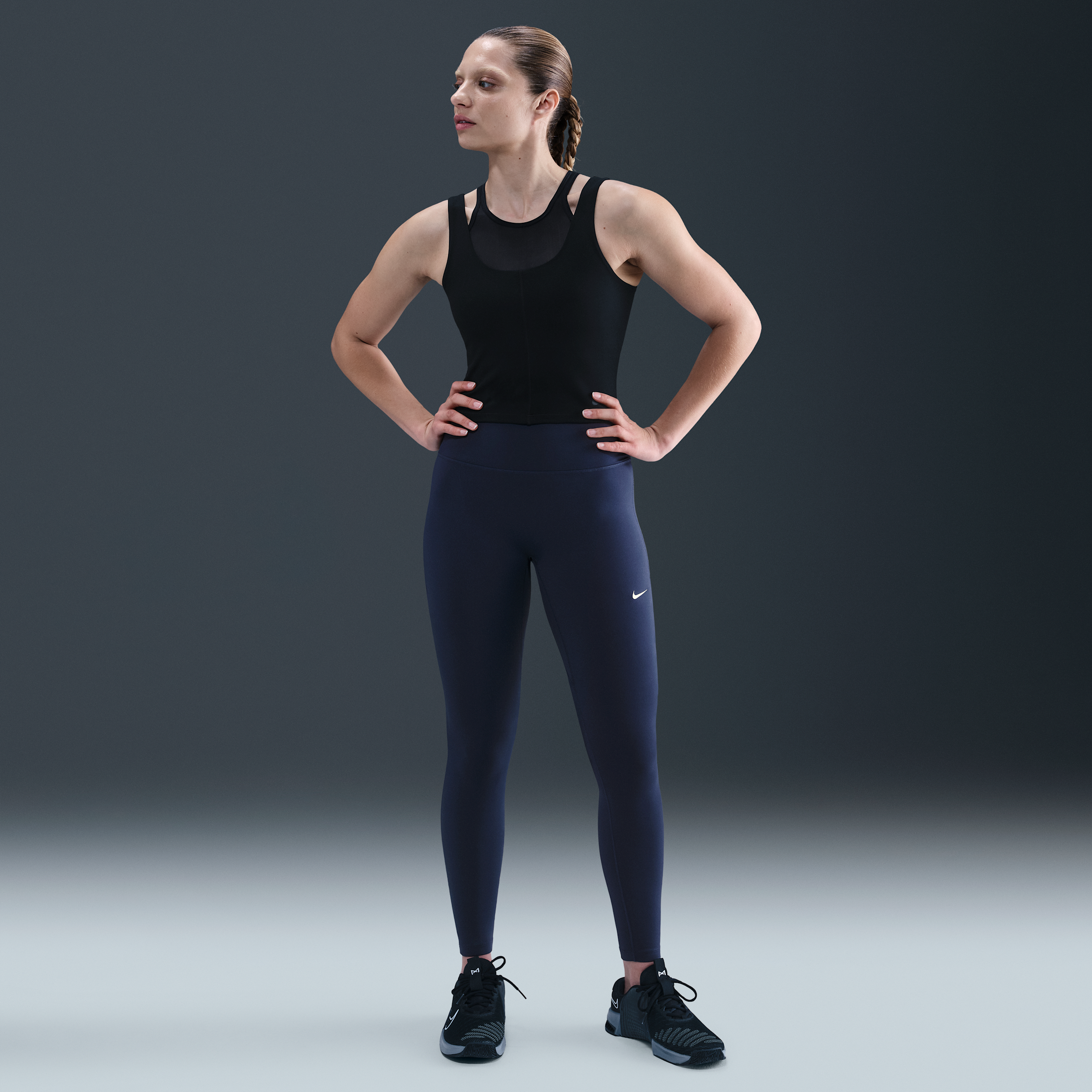 Nike One Seamless Front Womens High-Waisted Full-Length Leggings - Blue - Polyester/Elastane