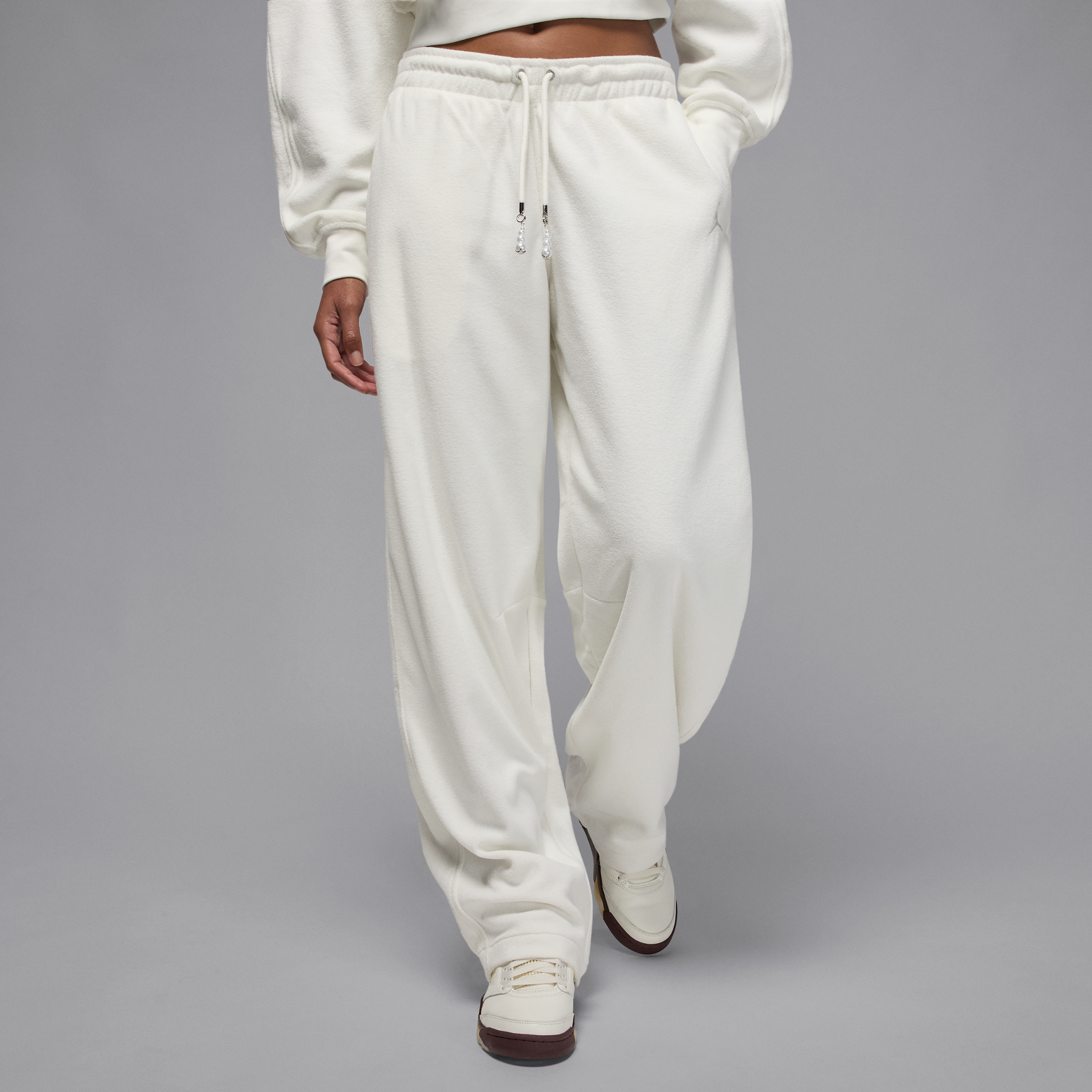 Nike Jordan Flight Womens Fleece Trousers - White - Cotton