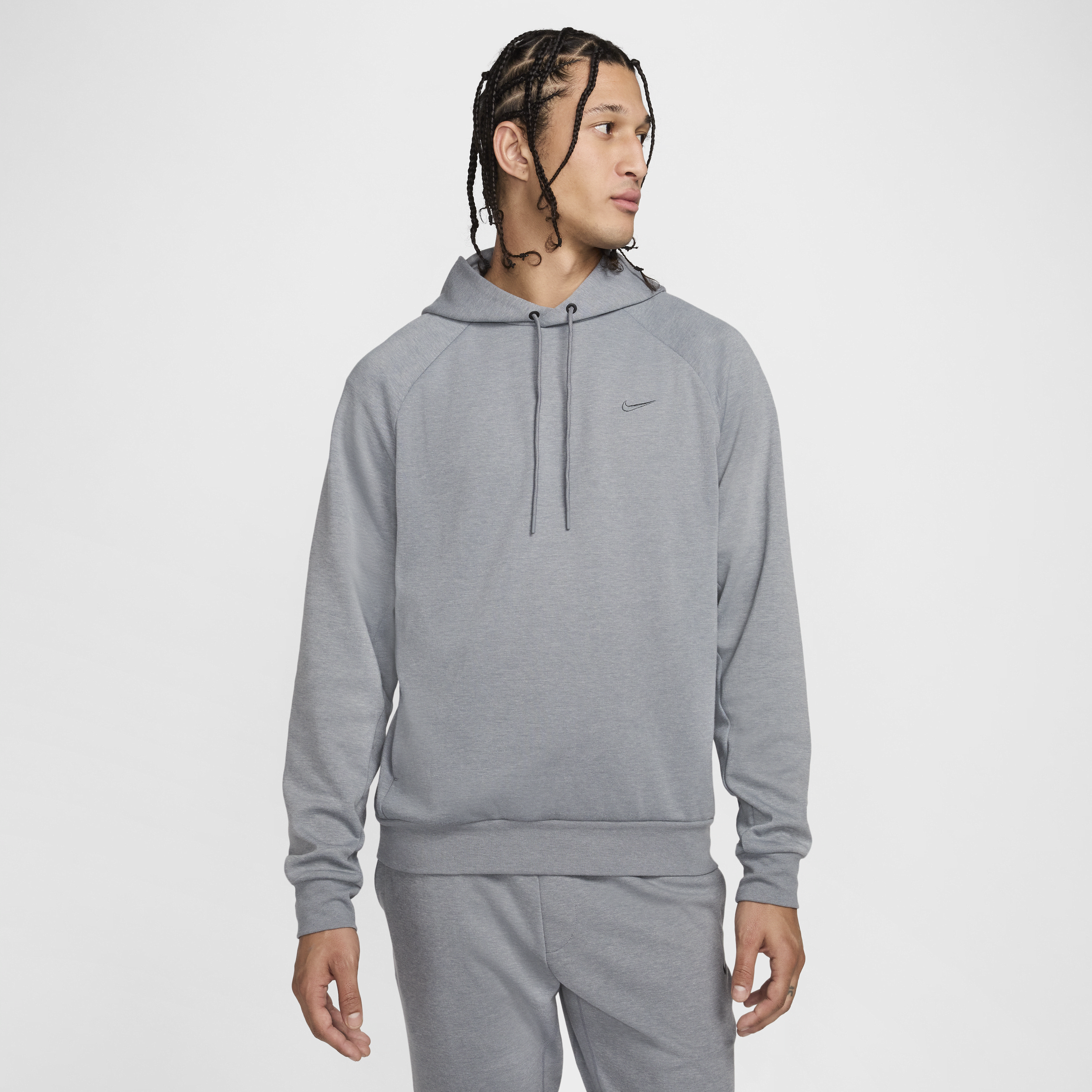 Nike Primary Fleece Mens Dri-FIT UV Pullover Performance Hoodie - Grey - Polyester/Cotton