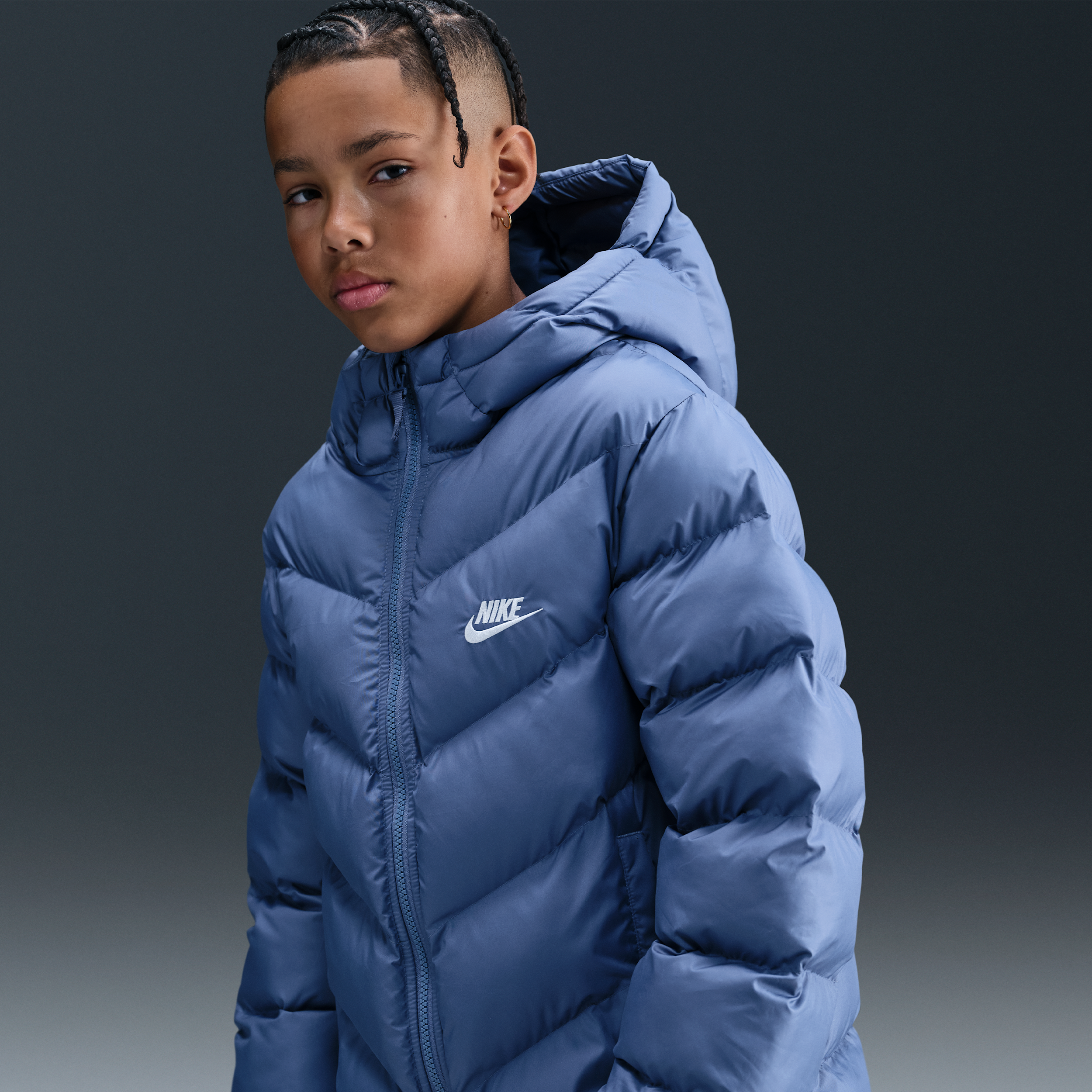 Nike All Day Play Older Kids Therma-FIT Loose-Fit Puffer Jacket - Blue - Polyester