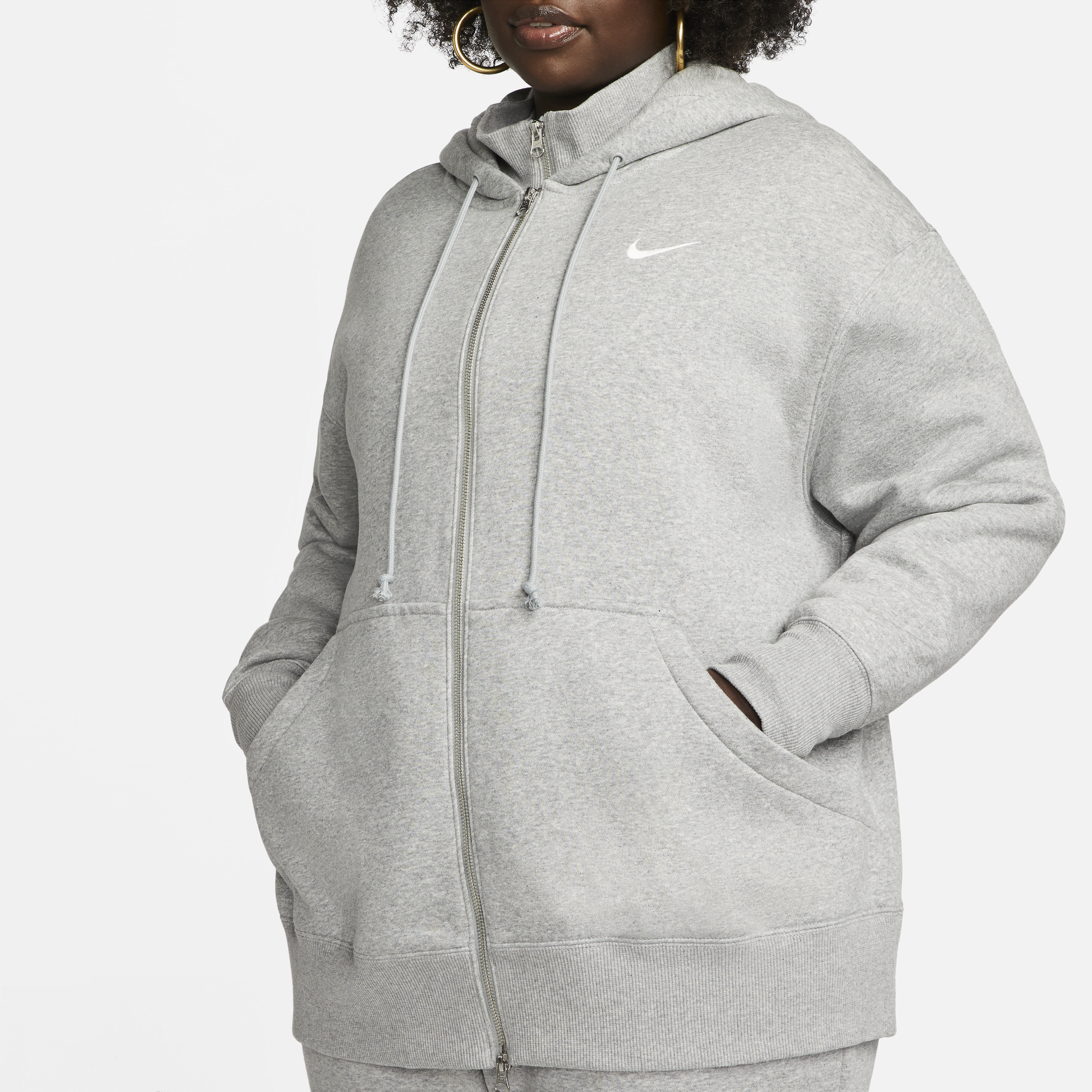 Nike Sportswear Phoenix Fleece Oversized hoodie met rits voor dames (Plus Size) Grijs