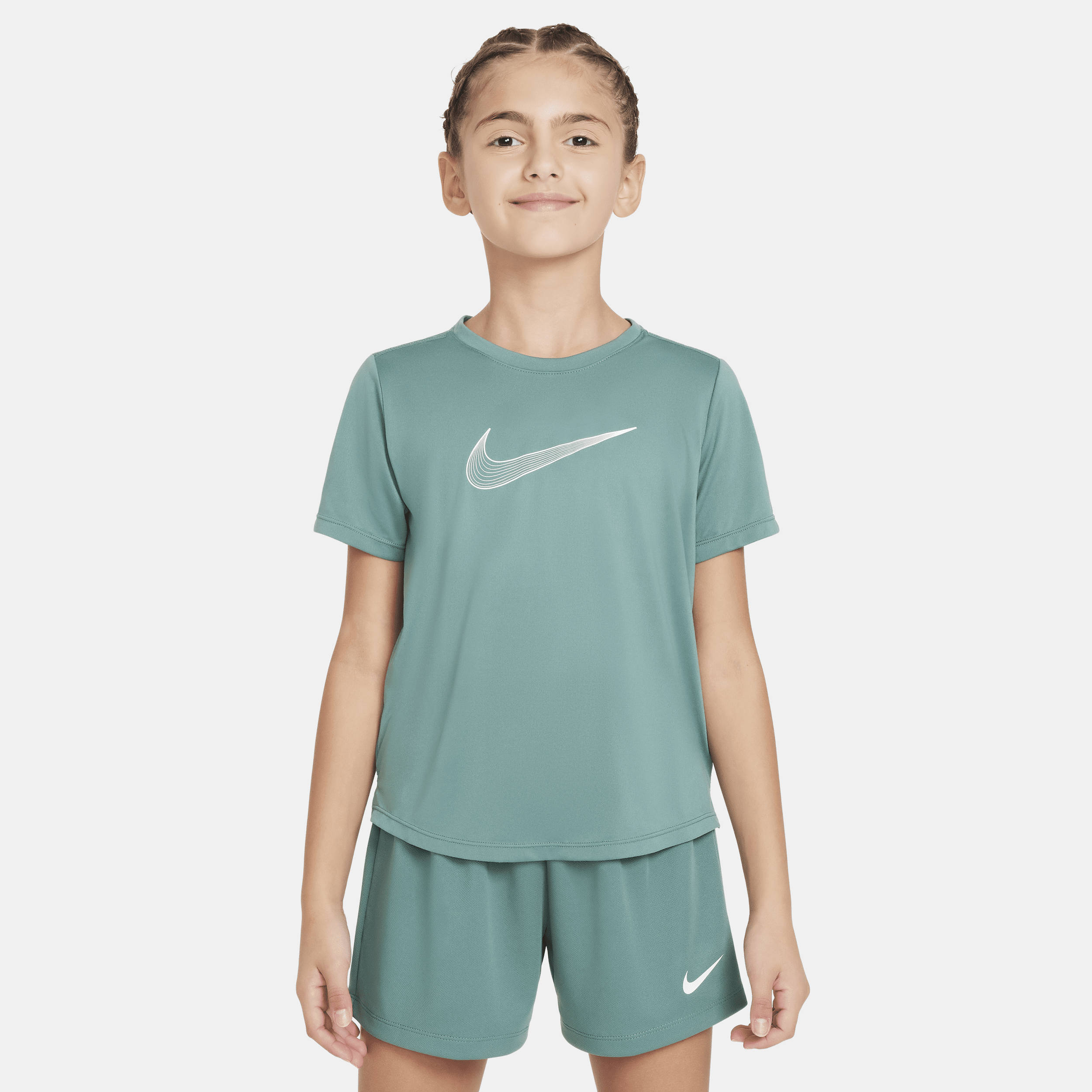 Image of Nike One Dri-FIT trainingstop met korte mouwen voor meisjes - Groen