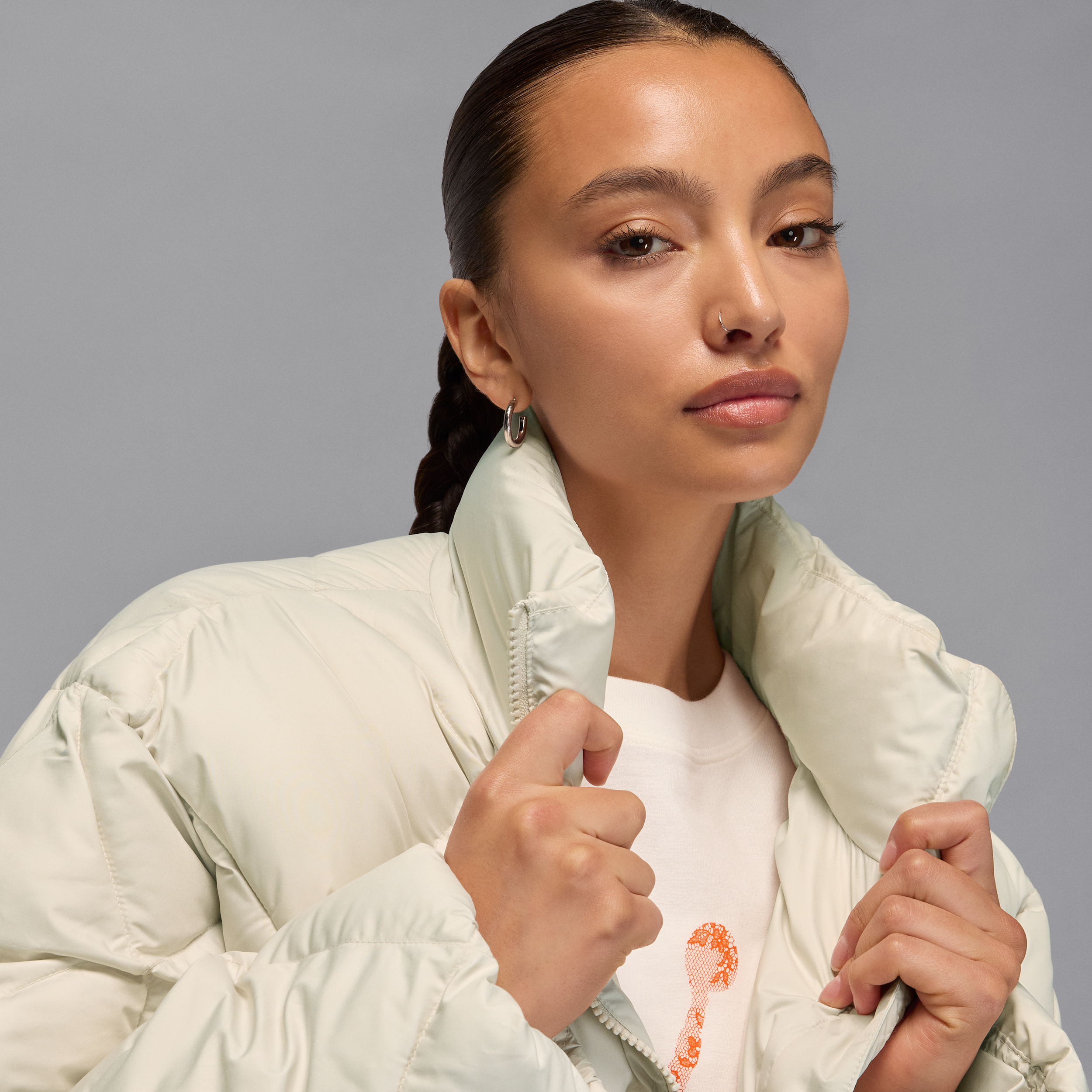 Thumbnail - Jordan Brooklyn gesteppte Puffer-Jacke (Damen) - Braun