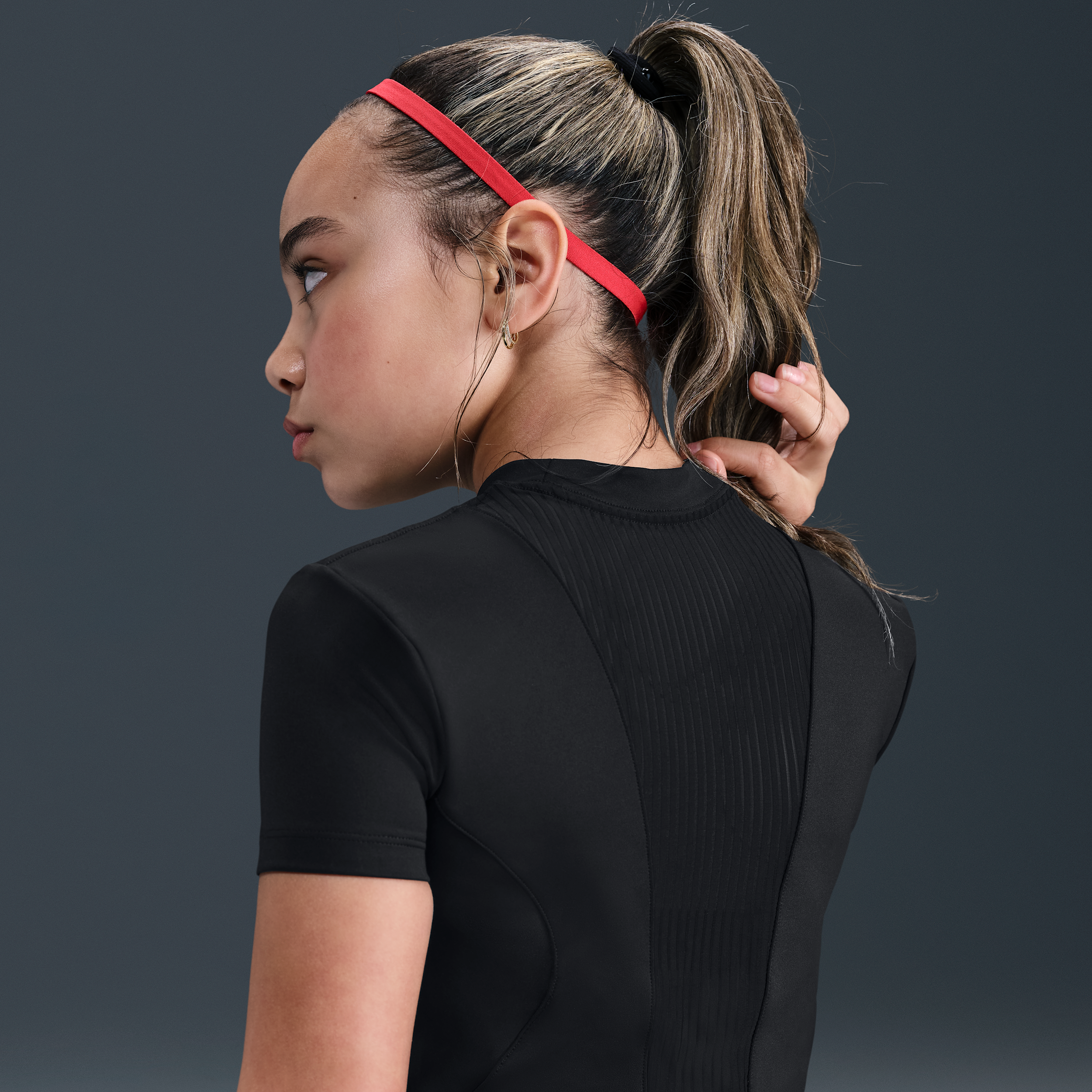 Thumbnail - Nike Pro Dri-FIT-Kurzarmshirt (Mädchen) - Schwarz