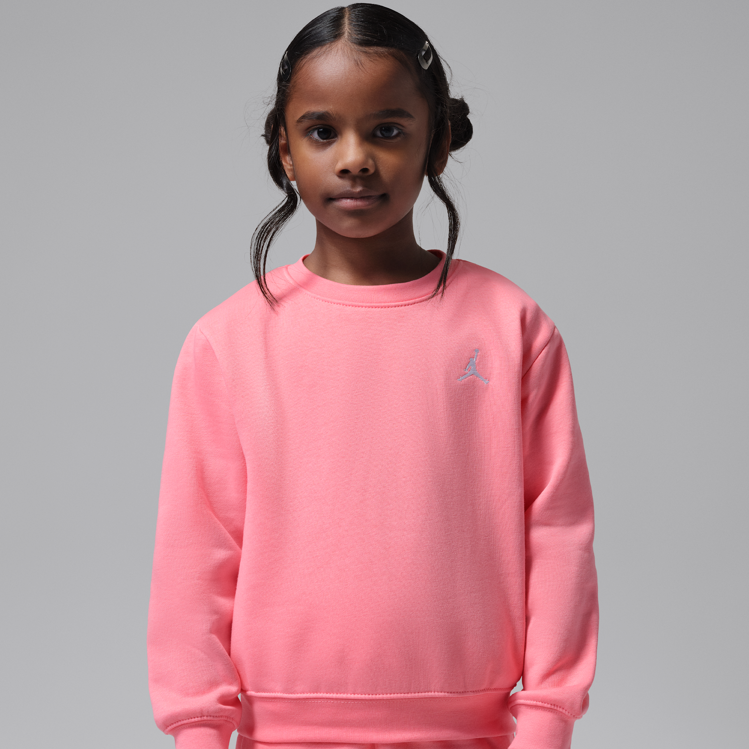 Thumbnail - Jordan Brooklyn Fleece zweiteiliges Set mit Rundhalsshirt (jüngere Kinder) - Pink