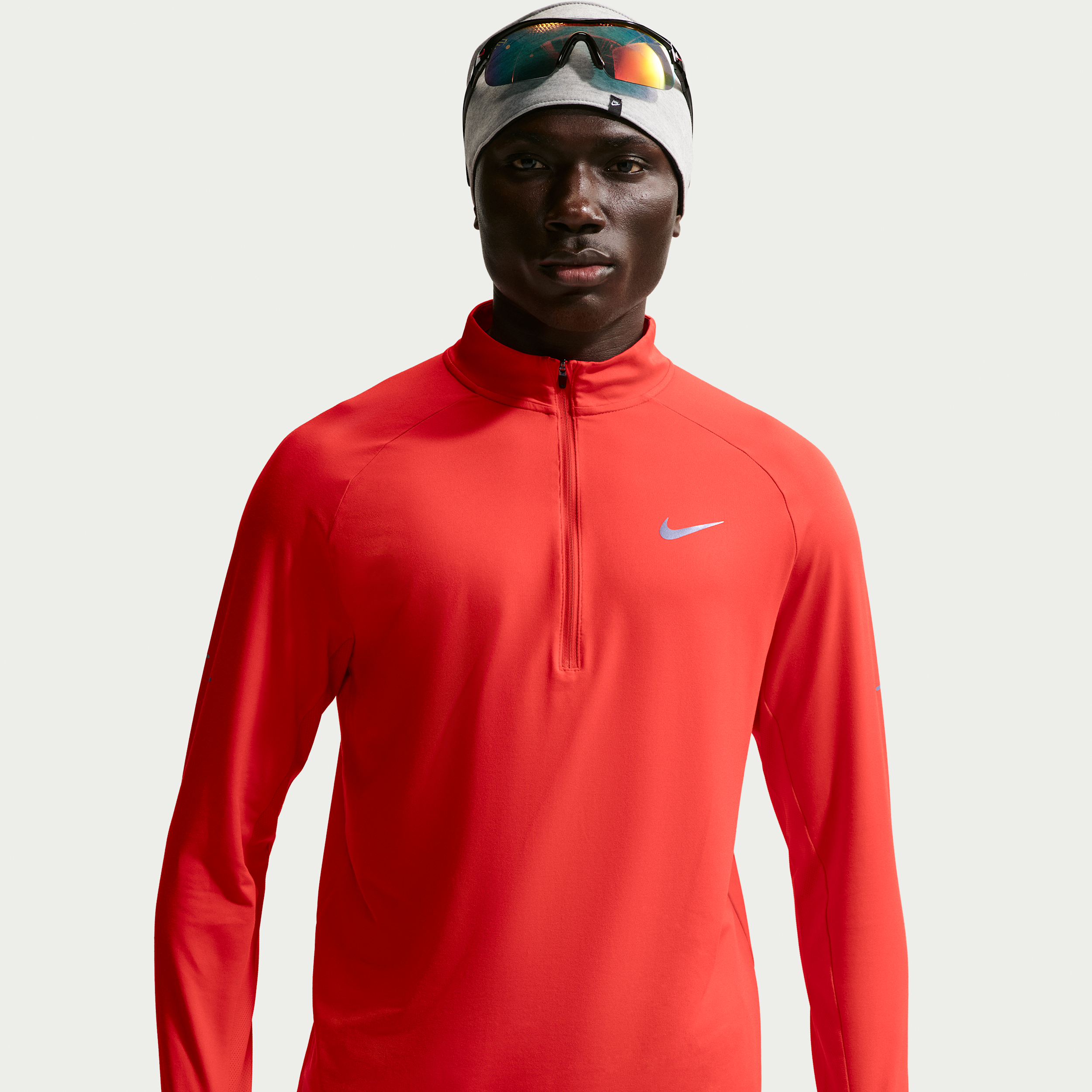 Nike Stride Dri-FIT hardlooptop met korte rits voor heren - Rood