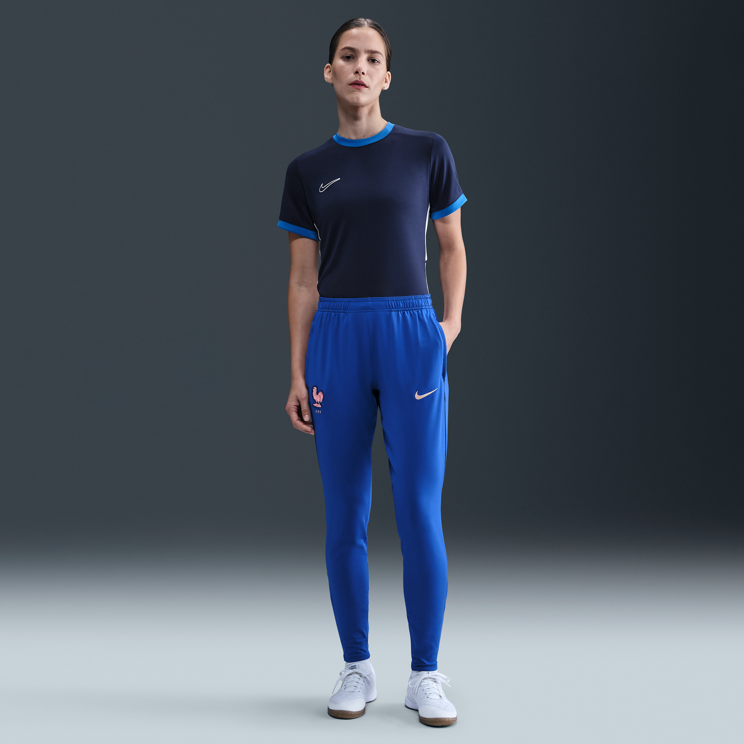 France Strike Womens Nike Dri-FIT Football Knit Pants - Blue - Polyester/Elastane