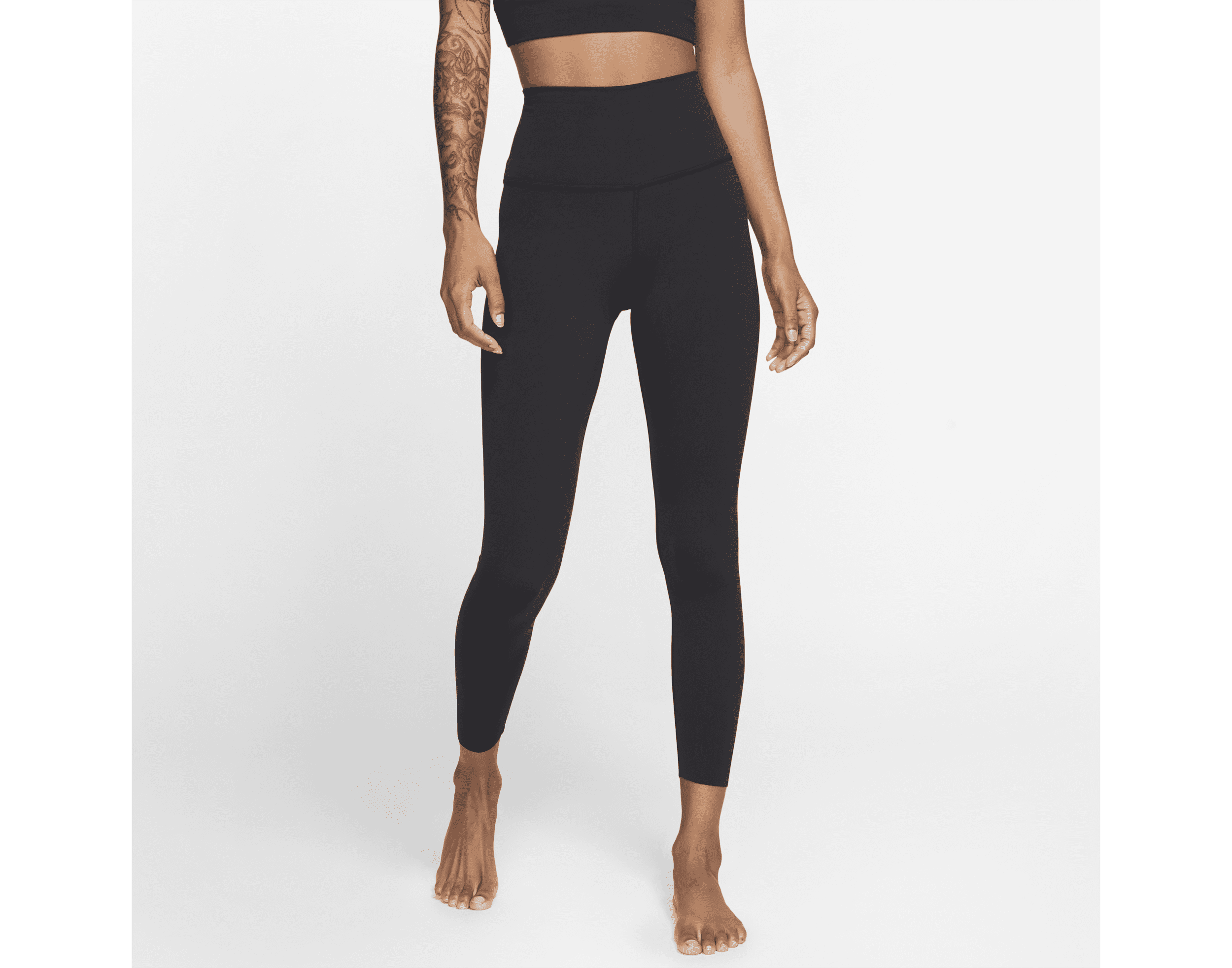 Leggings a 7/8 de cintura subida em Infinalon Nike Yoga Dri-FIT Luxe para mulher - Preto