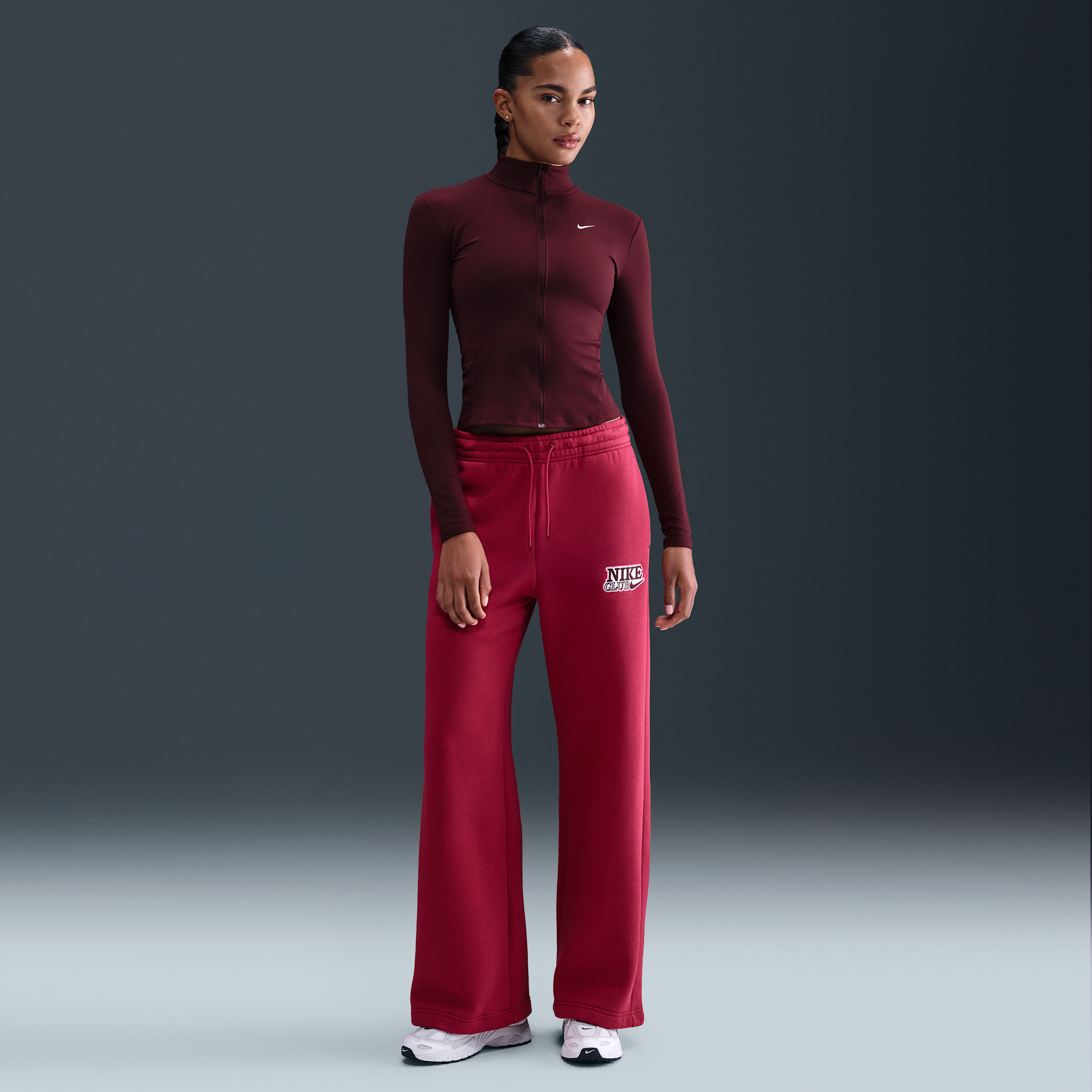 Thumbnail - Nike Hose mit hohem Taillenbund und weitem Bein für Damen - Rot